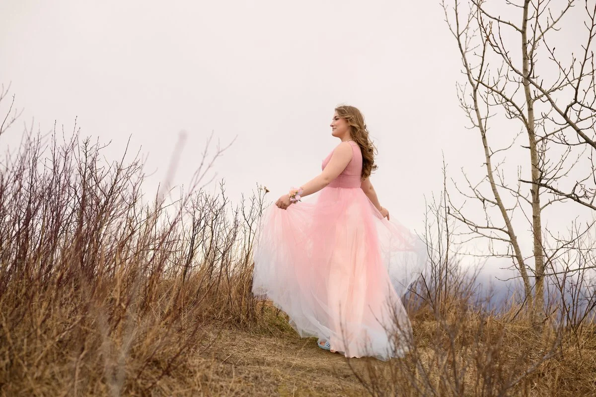 Pink Ruffles in the Alaskan Wind - Alaska High School Prom Portrait Photographer