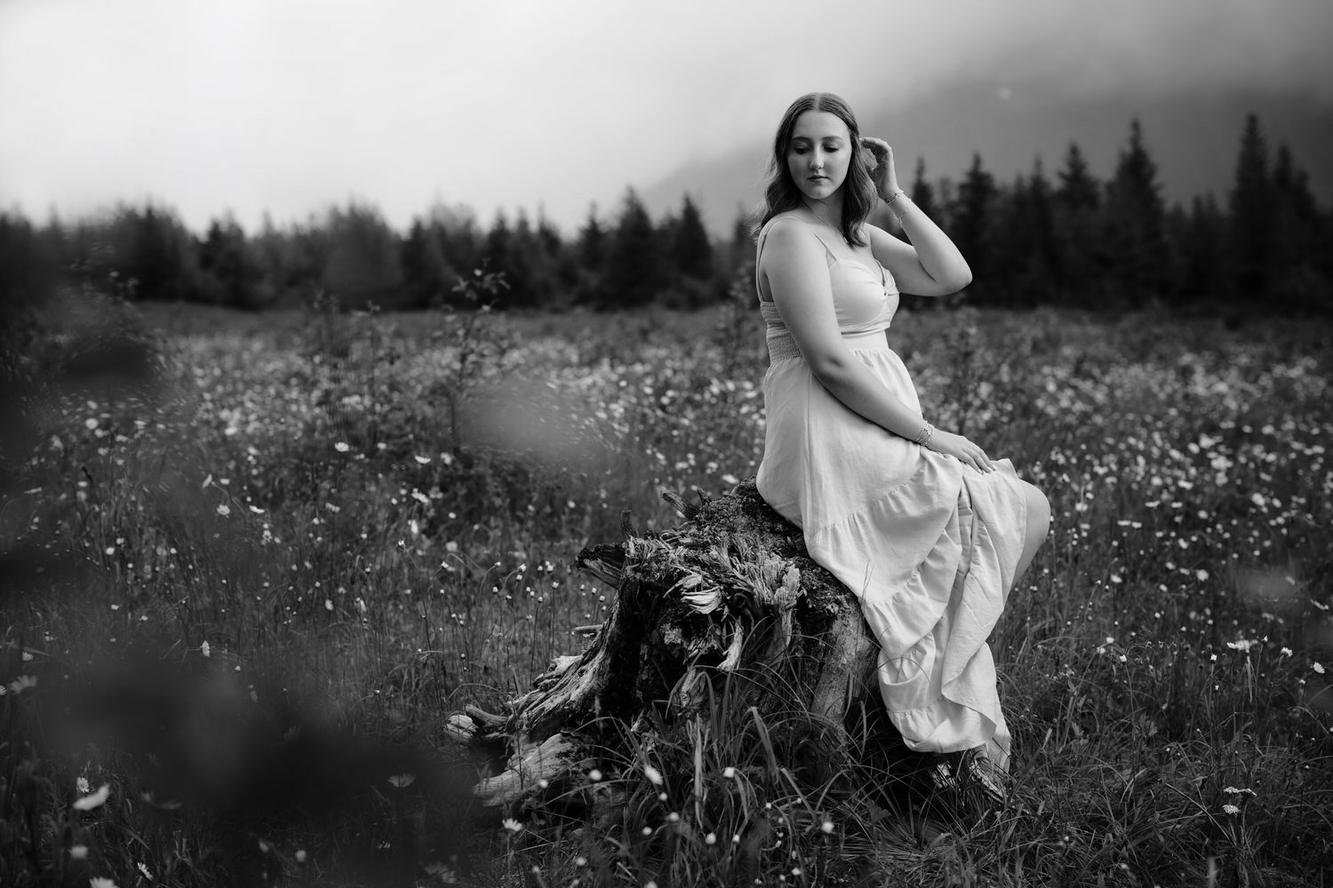 Alaska Senior Pictures in the Wildflowers &amp; Water | Palmer Senior Photographer