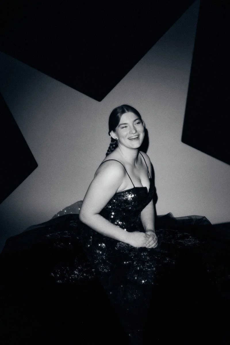 Black and white candid senior portrait laughing in studio, Palmer Alaska senior photographer