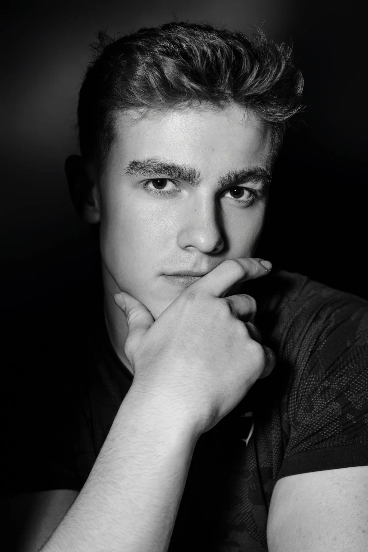 Portrait of a man in black and white.