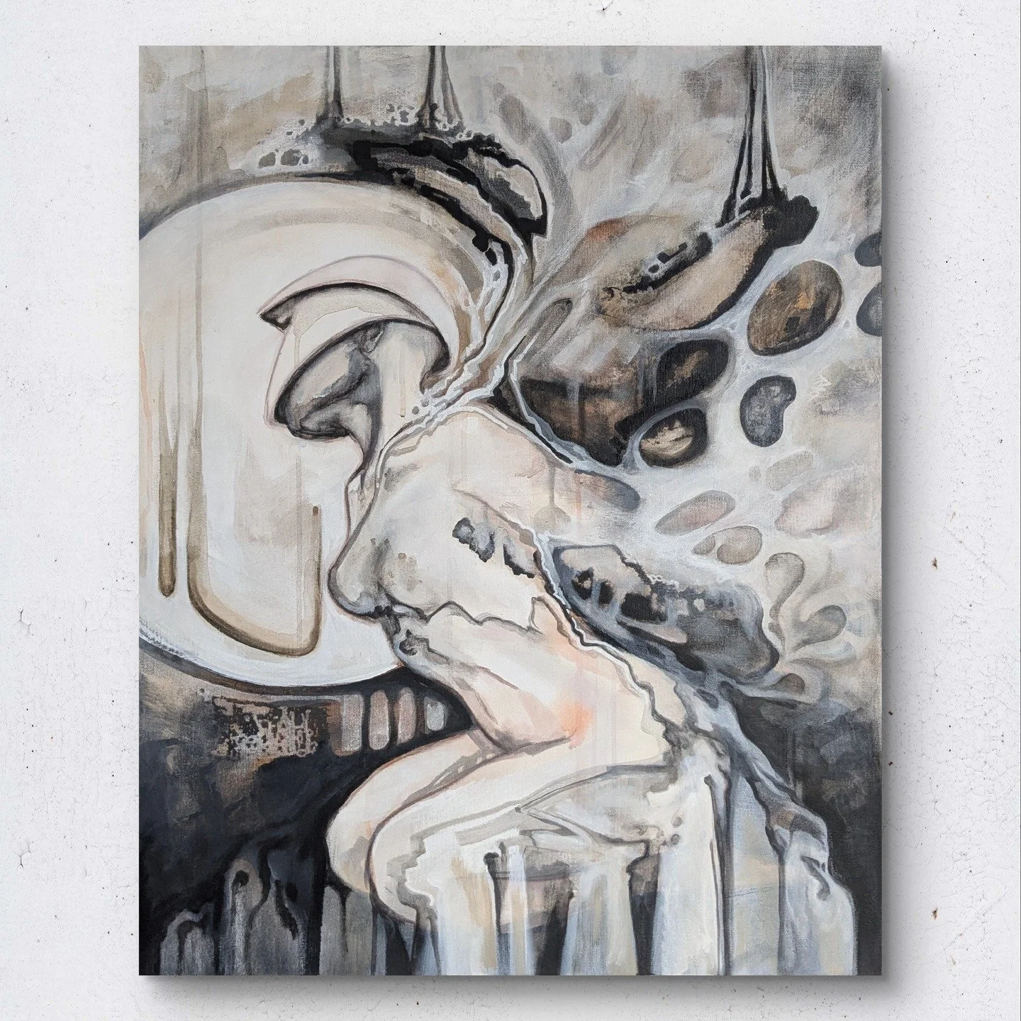 (vendu-sold) 
Un de ces moments en atelier ou tous les &eacute;l&eacute;ments se placent doucement. J'essaie de ne pas forcer, d'aller avec le flow... Peindre est une vraie m&eacute;ditation.