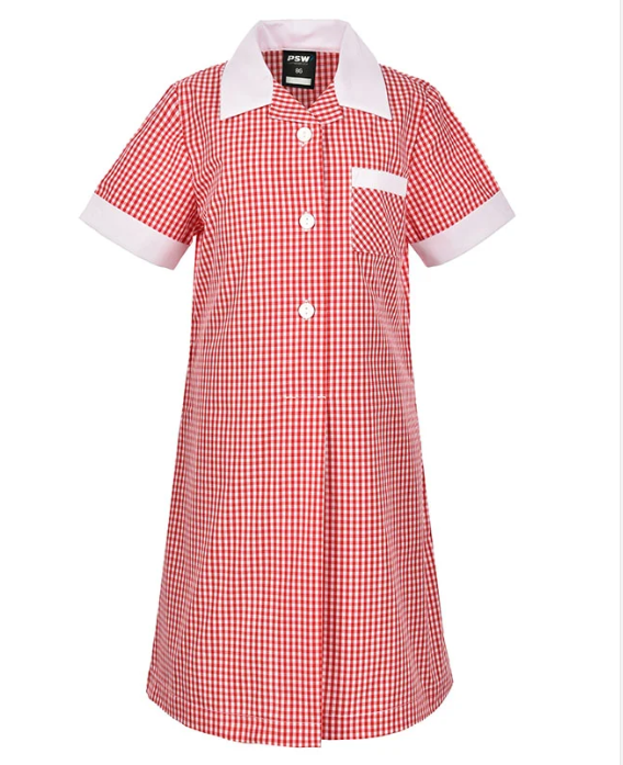 DRESS GINGHAM BUTTON RED