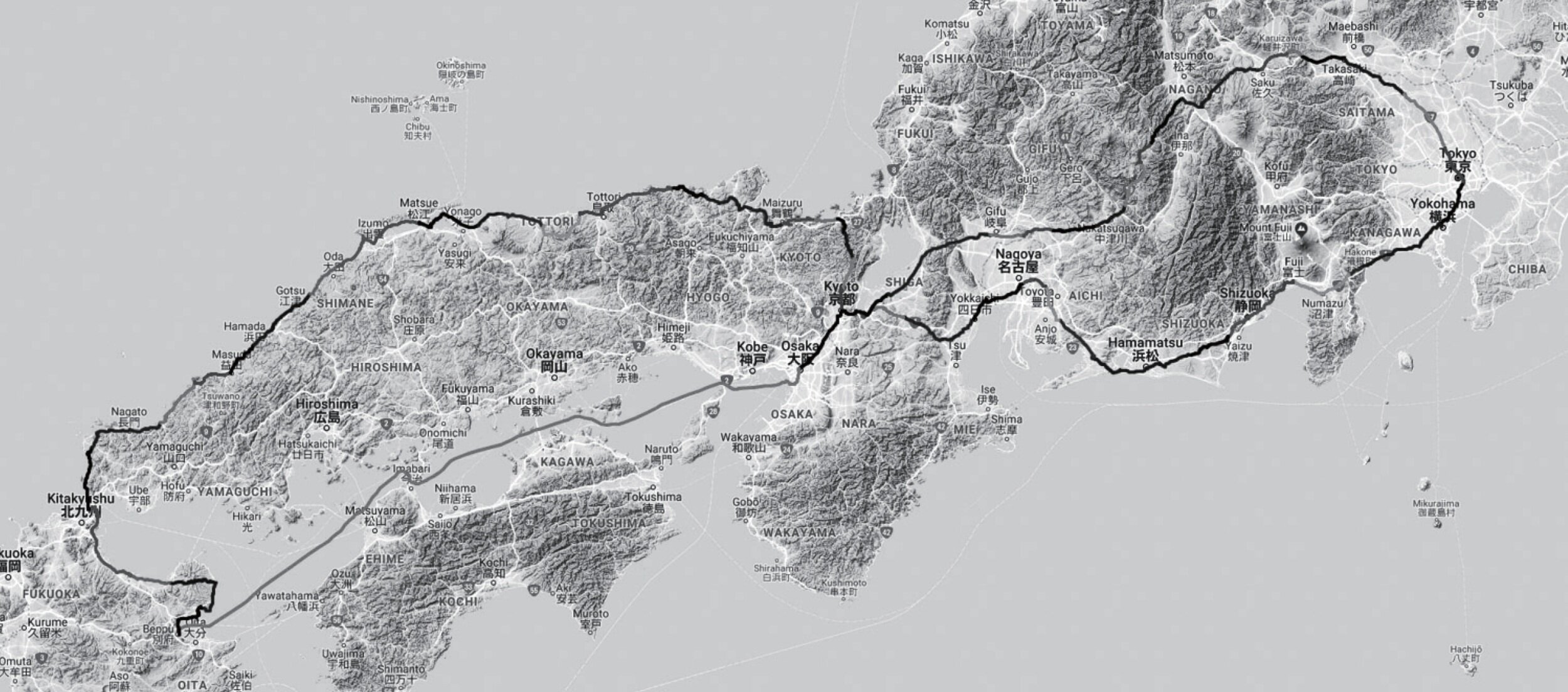 GPS data of the journey