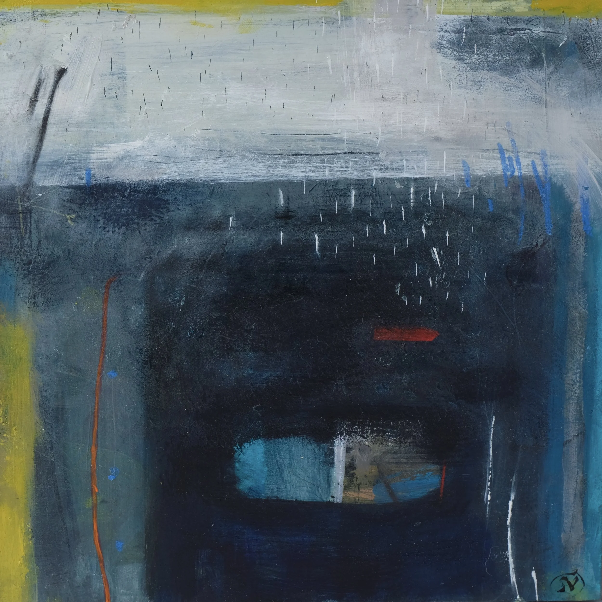 Out Of The Blue Acrylic and mixed media on board 20 x 20 cm currently available at The White House Gallery (SOLD)