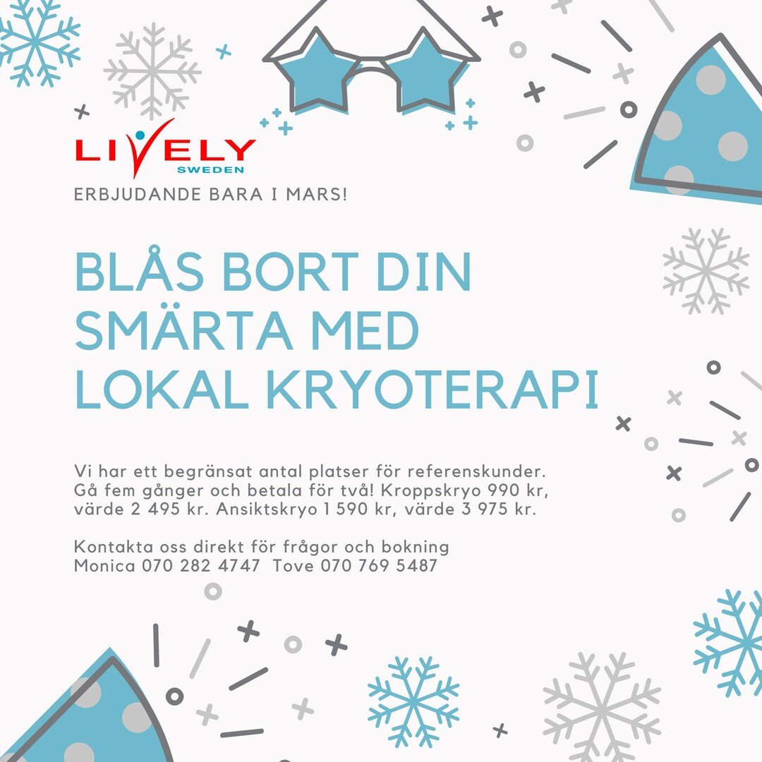 Dags att ta tag i din v&auml;rk i muskler eller leder. Inflammation &auml;r ofta en bidragande orsak till problemet &auml;ven i huden.
Nyttja v&aring;rat fina erbjudande i mars!

Du f&aring;r g&auml;rna tipsa en v&auml;n ocks&aring;!
Vi ses p&aring; 