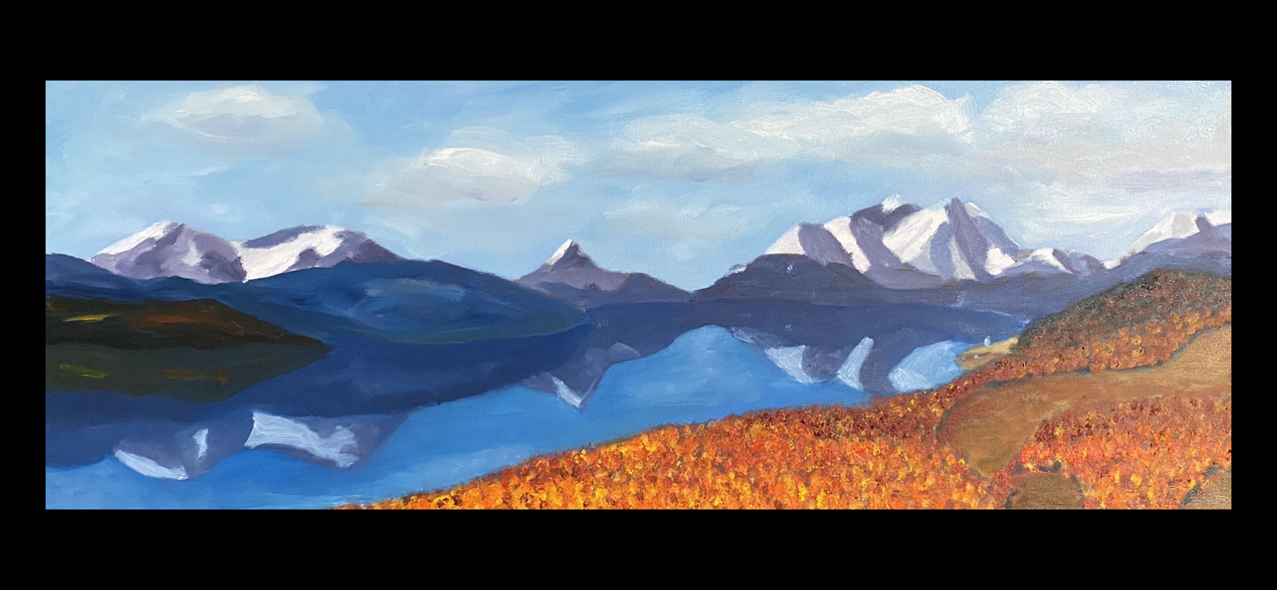  Skye from Raasay | Oil on canvas | 80x30cm | For sale £400
