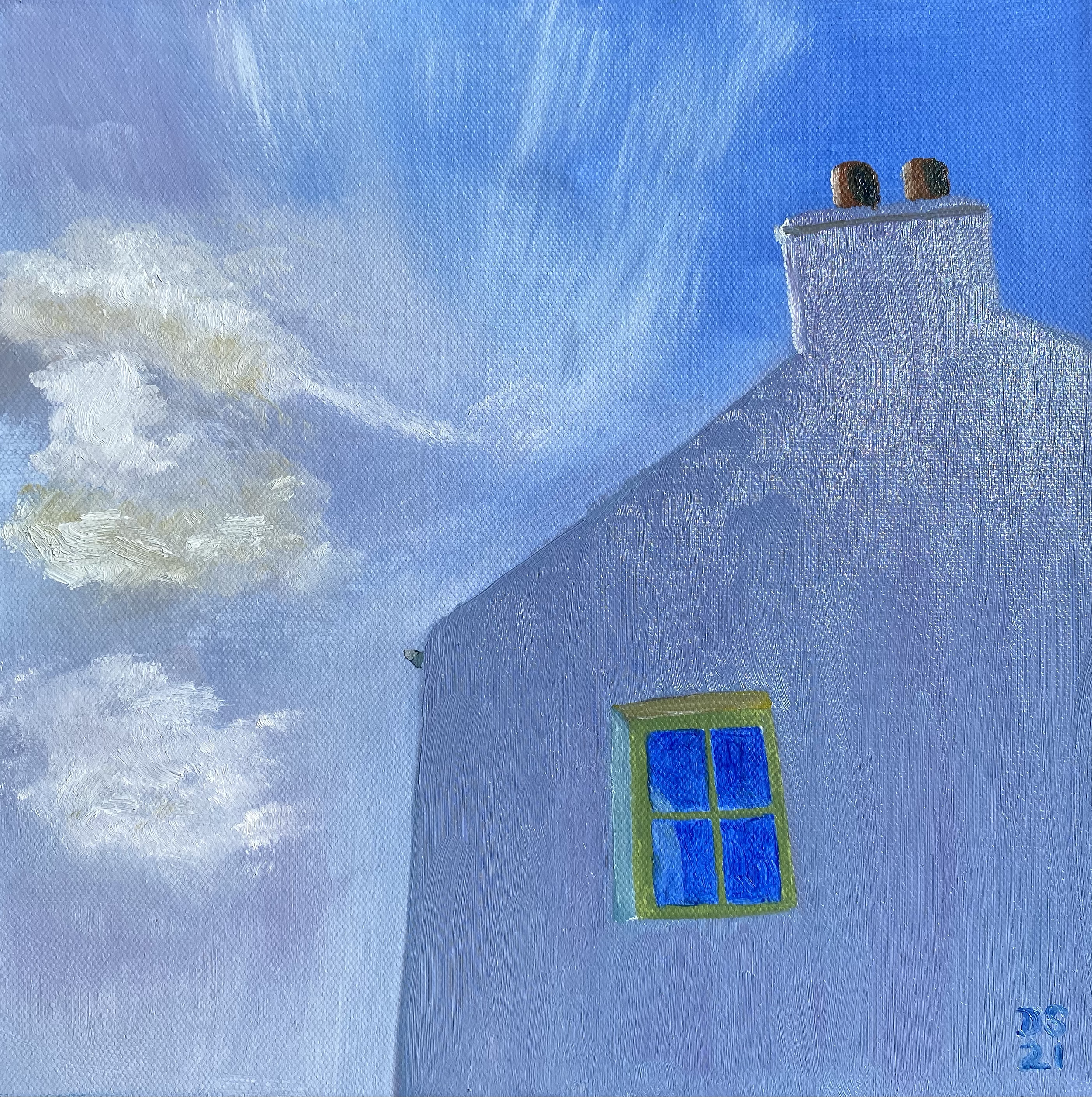 Blue Window, Colonsay | 30x30x3.8cm | Oil on box canvas | For sale