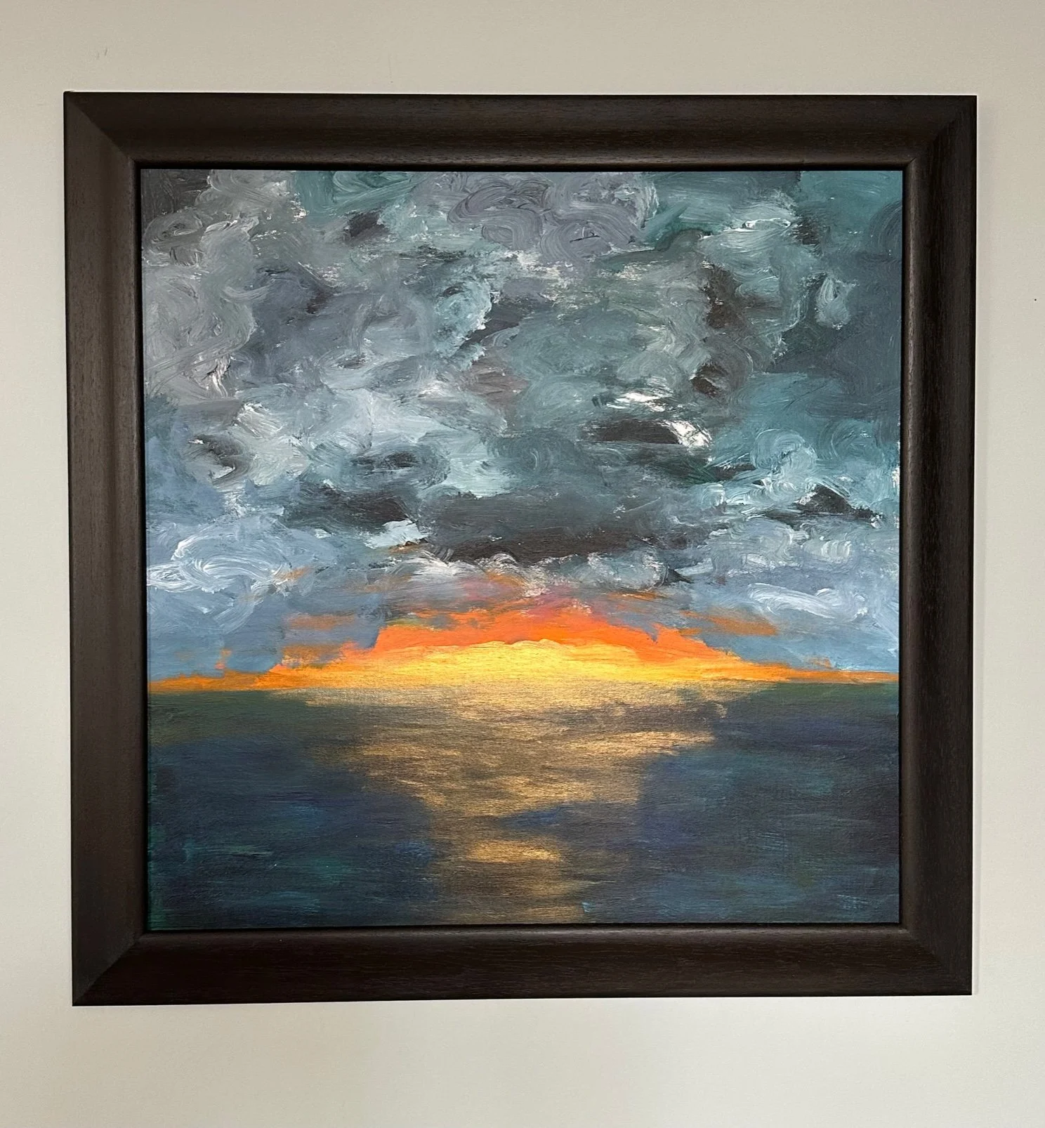 Sunset at Sea | Acrylic on board | 70x70 cm framed | For sale £700