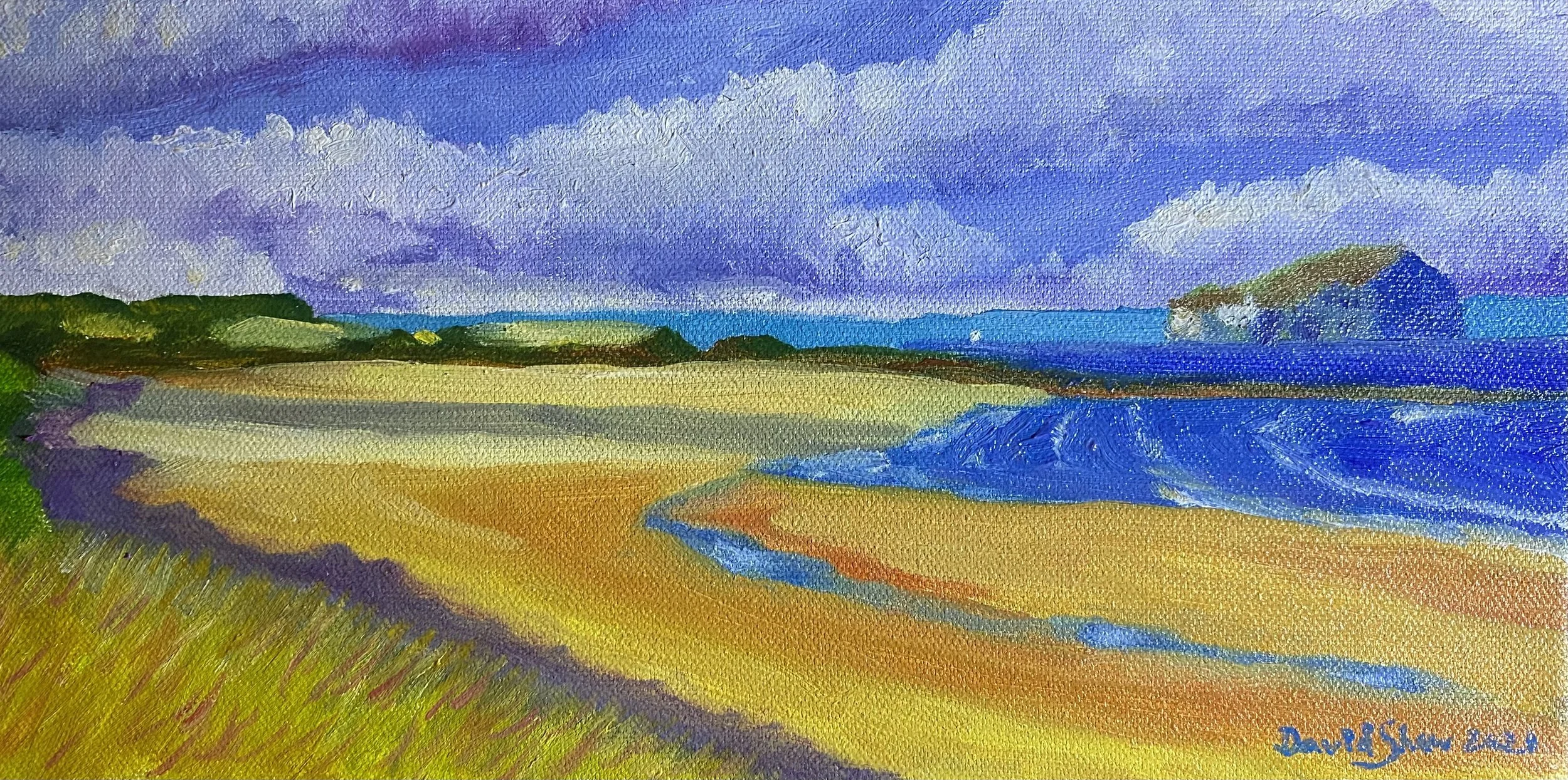 Tyninghame Beach (N), near Dunbar, Scotland  | Oil on canvas | 30x15cm | Sold