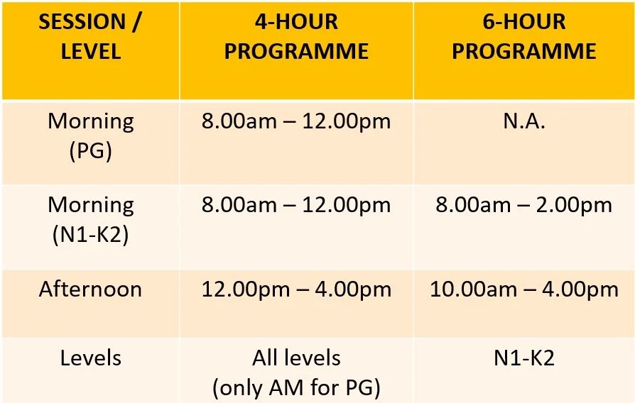 Sengkang Methodist Preschool Kindergarten Schedule