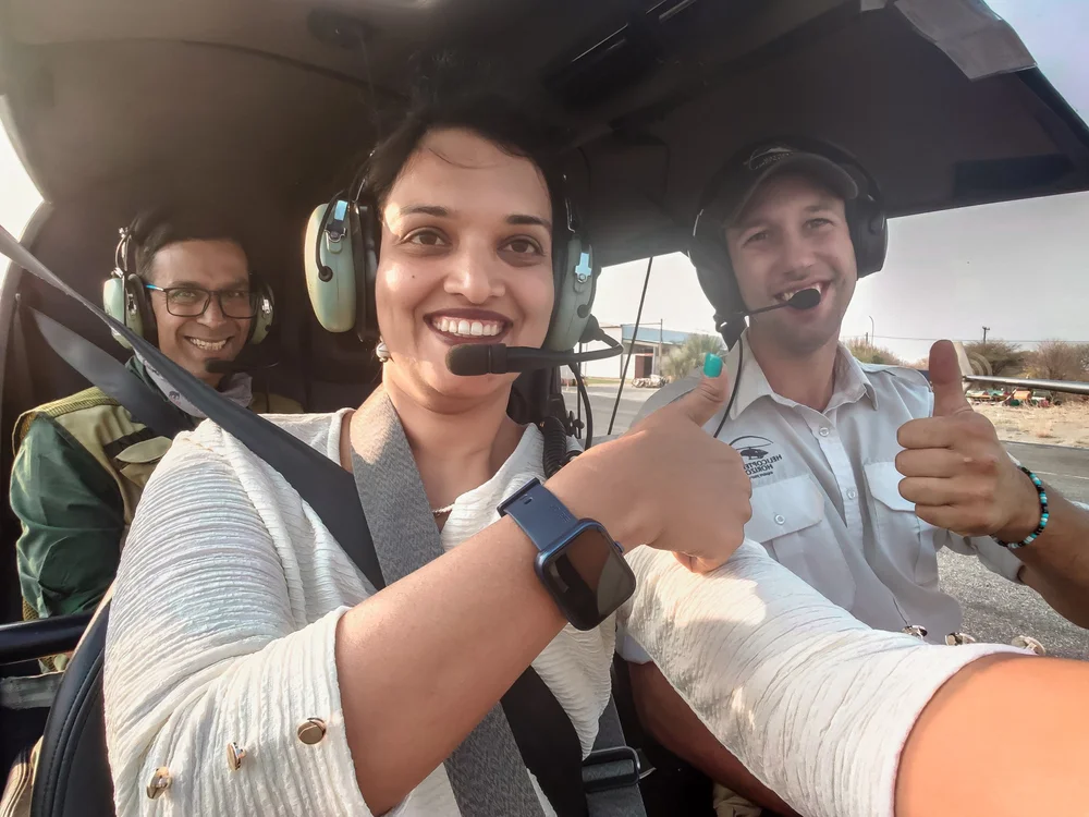 My wife, our pilot and I