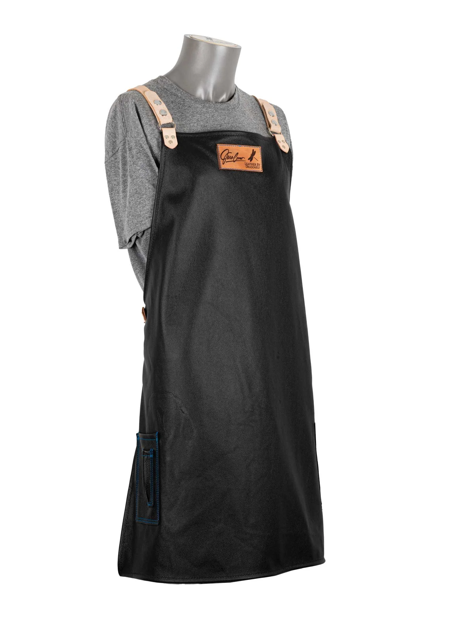 chinese dress ladies Leather Apron Dress Black