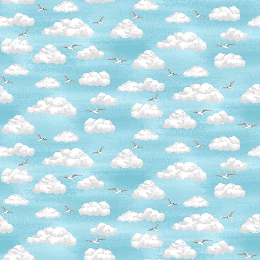 Bolt End Makower Fabrics Beside The Seaside Clouds 2344-1