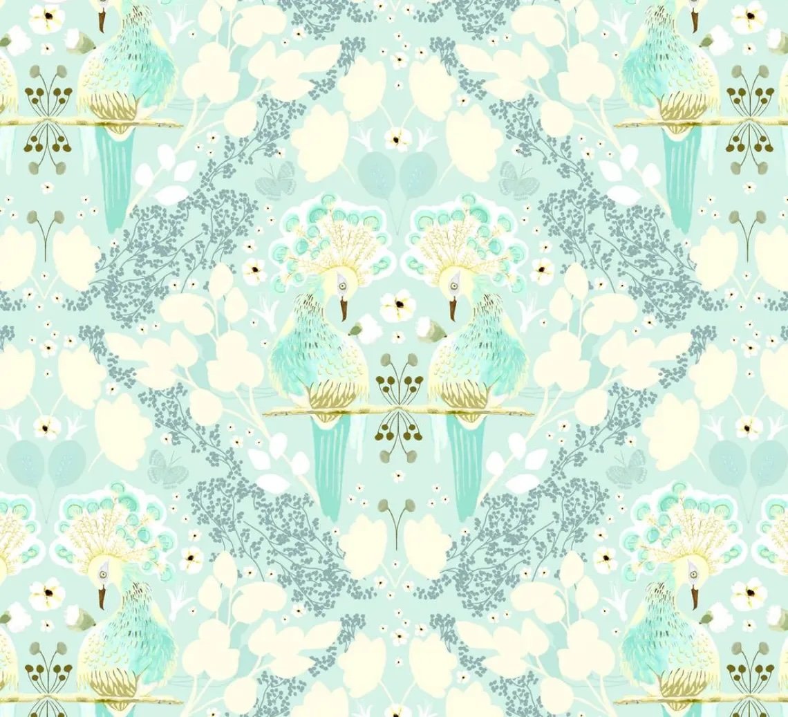 Poppie Cotton Serenity Blooms By Ginger Deverell First Kiss Mint 70470-114