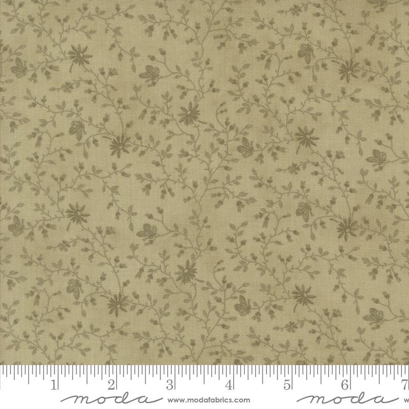 Moda 3 Sisters Favorites Vintage Linens Meadow Greens Papillion Floral Leaf Vine Butterfly Sage 44361-38