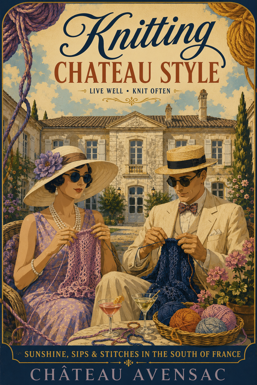 Knitting Chateau Style vintage style poster
