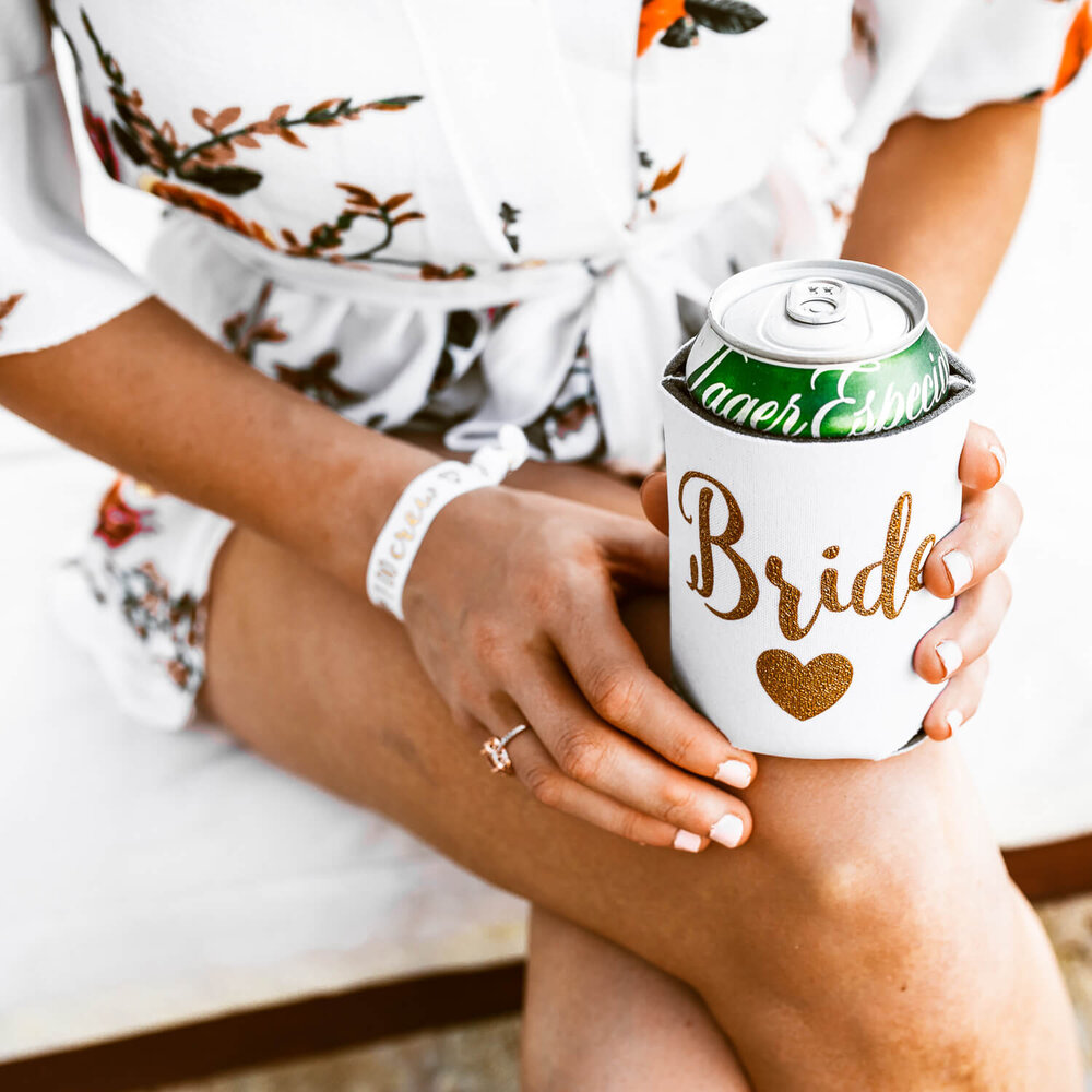 Floral Drink Koozie Favors  Wedding Bridal Shower Can + Bottle