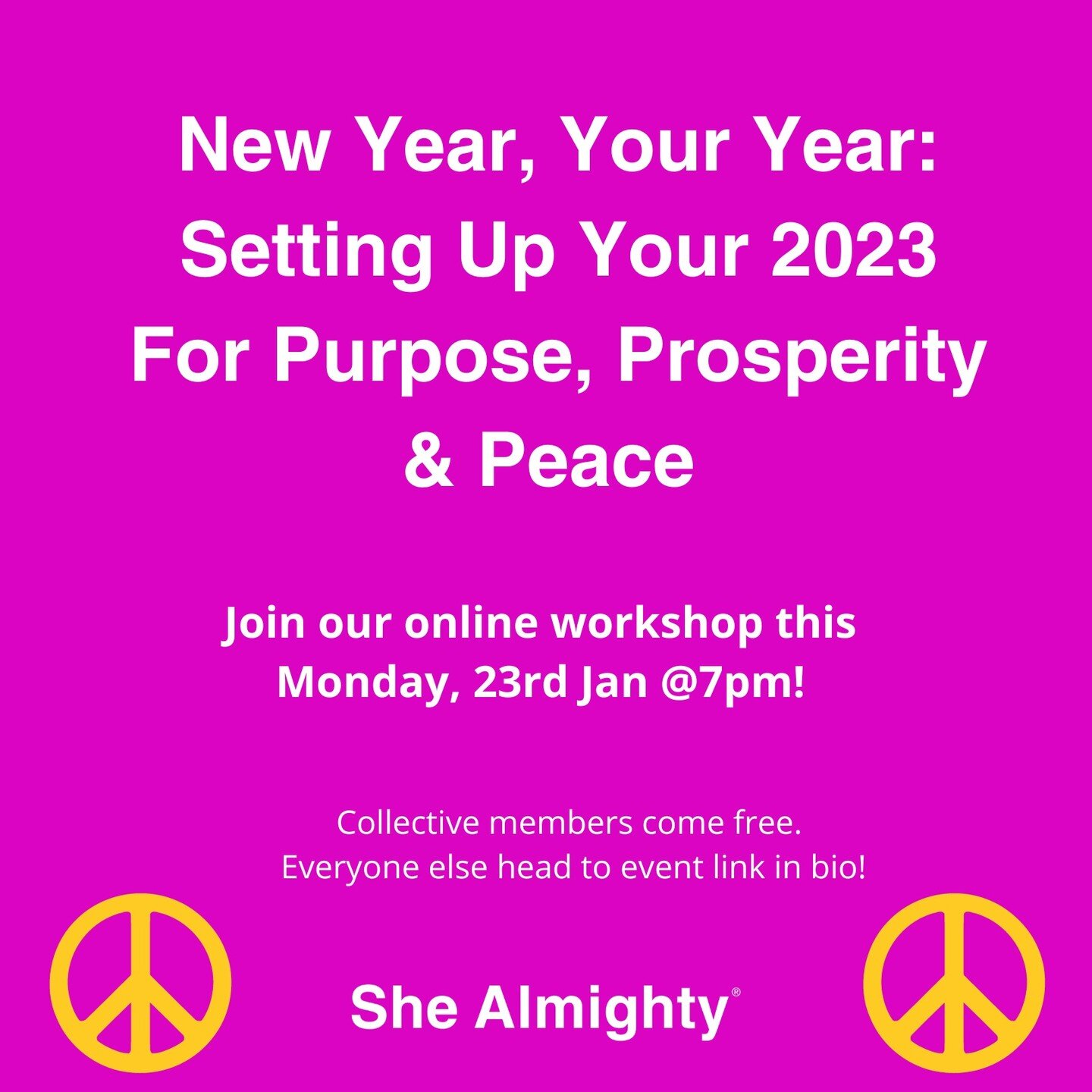 Ready to connect with what you want for your 2023, to live in your purpose, prosperity, peace and truly thrive? ✨

We've got you!

At She Almighty, we don&rsquo;t settle for anything less than our best. 

We don&rsquo;t put up, we take control and we