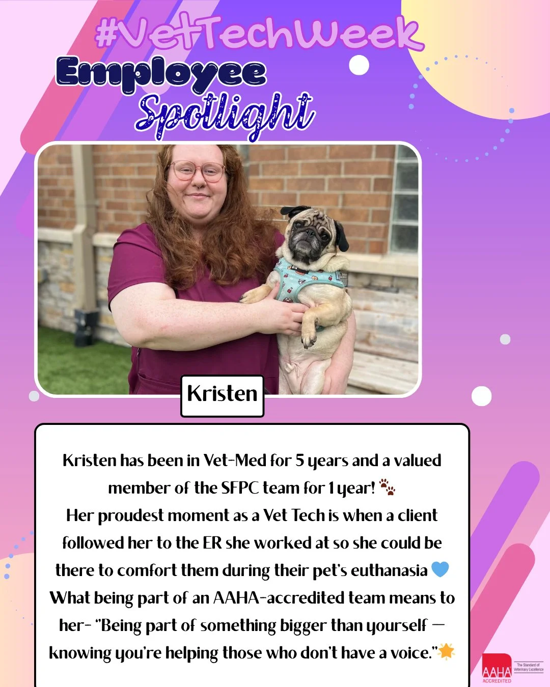 🩷🐾 Happy Vet Tech Week! 🐾🩷

Meet Kristen! She&rsquo;s been a veterinary technician for 5 years and part of our Stonebrook Family Pet Clinic team for 1 year! ✨

Kristen is not only compassionate and dedicated to every patient she cares for &mdash;