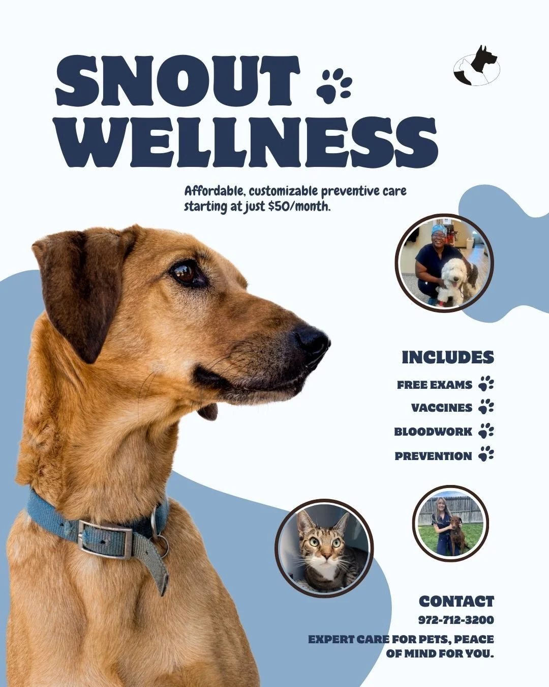 We now offer Snout Wellness Plans! Enjoy simple monthly payments for your pet&rsquo;s wellness care.

Learn more at link in bio!