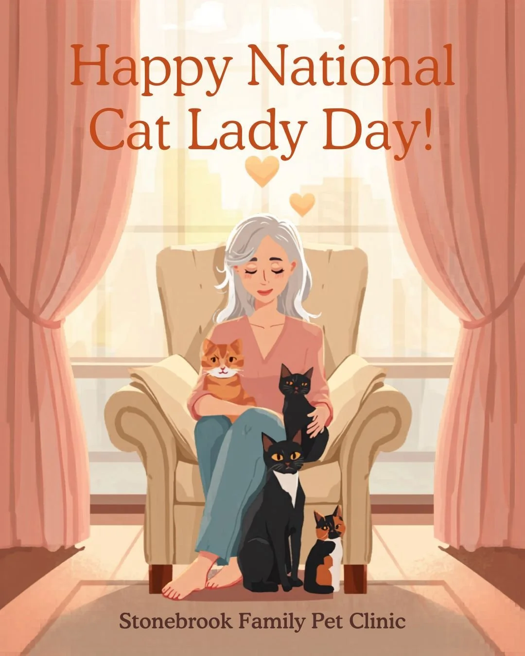 To every cat lady out there &mdash; we see you, we love you, and so do your cats (even when they pretend otherwise 😄🐱). Today is YOUR day! Our feline patients are some of the most loved pets around, and it shows in every cuddle, every treat, and ev