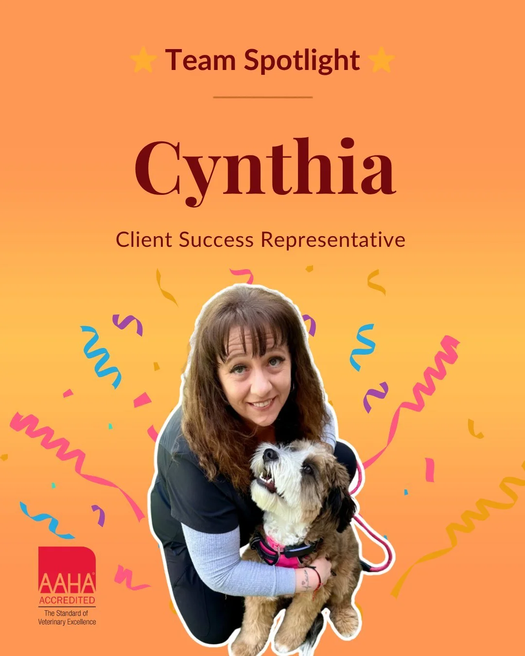🌟 Cynthia - Client Success Representative Spotlight

If you have ever called or walked into Stonebrook, there is a good chance Cynthia already knows your pet's name, and honestly, we think that says everything you need to know about her. 🥹🐾

Here'