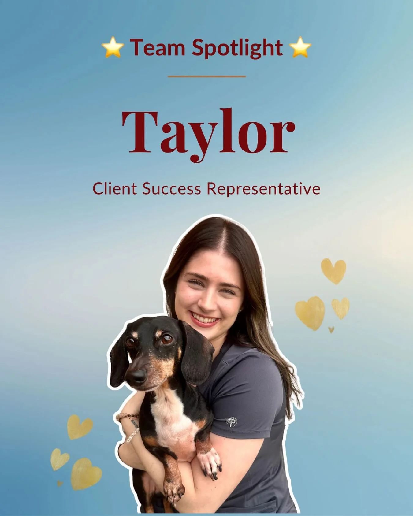 🌟 Taylor - Client Success Representative Spotlight

Our Client Success Representative appreciation week is still going strong and today we are spotlighting the wonderful Taylor! 🌟💙

Taylor is proof that the best people find their way to where they