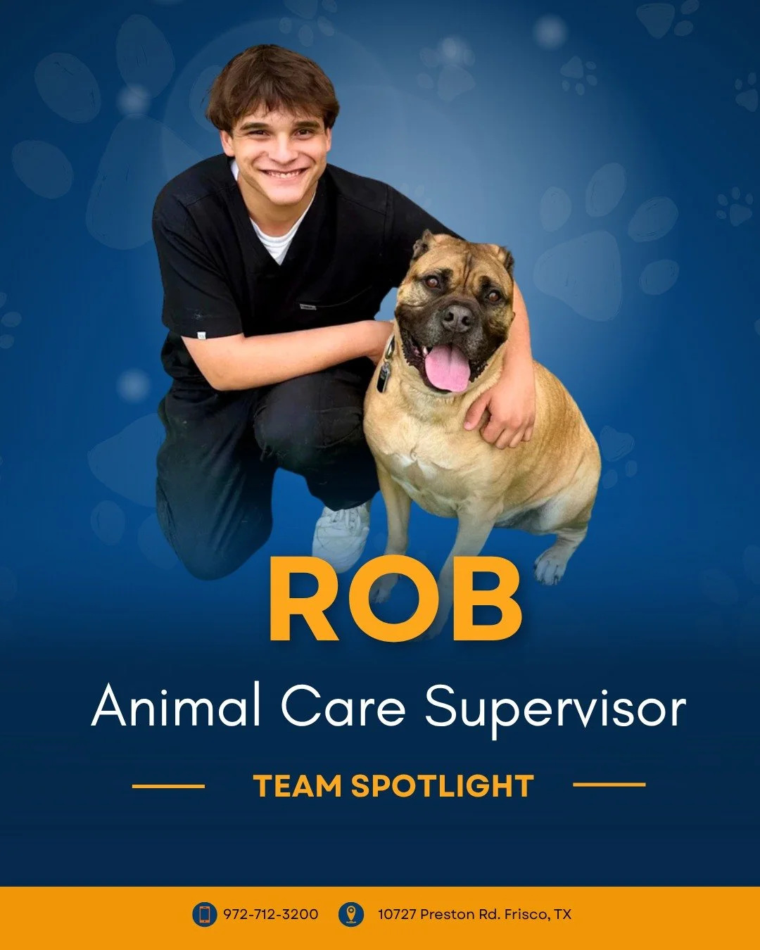 Kennel Week continues and today we are celebrating the one and only Rob! 🐾💙

Rob is our Animal Care Supervisor &mdash; and a well-deserved title at that! From morning routines to bedtime snuggles, he makes sure every boarding guest feels safe, comf