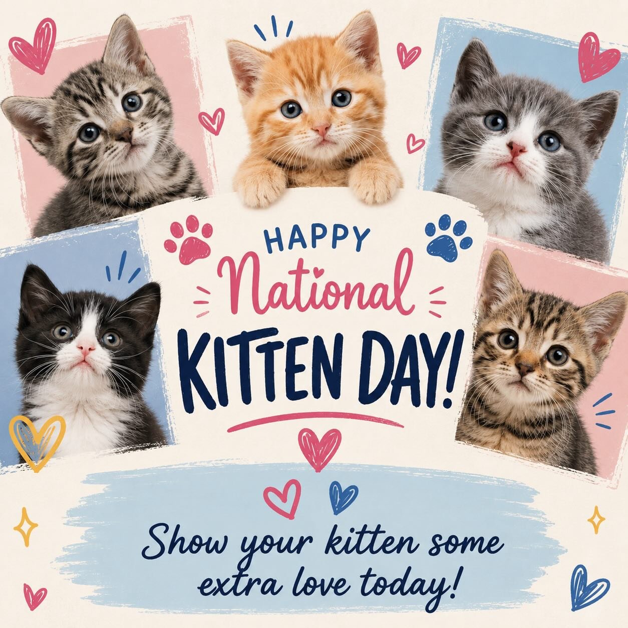 🐱💕 Happy National Kitten Day! 💕

Today is all about celebrating our tiniest feline friends! Give your kitten some extra love, treats, and playtime today. 🩷🐾

Share a photo of your favorite little furball in the comments!

#NationalKittenDay #Kit