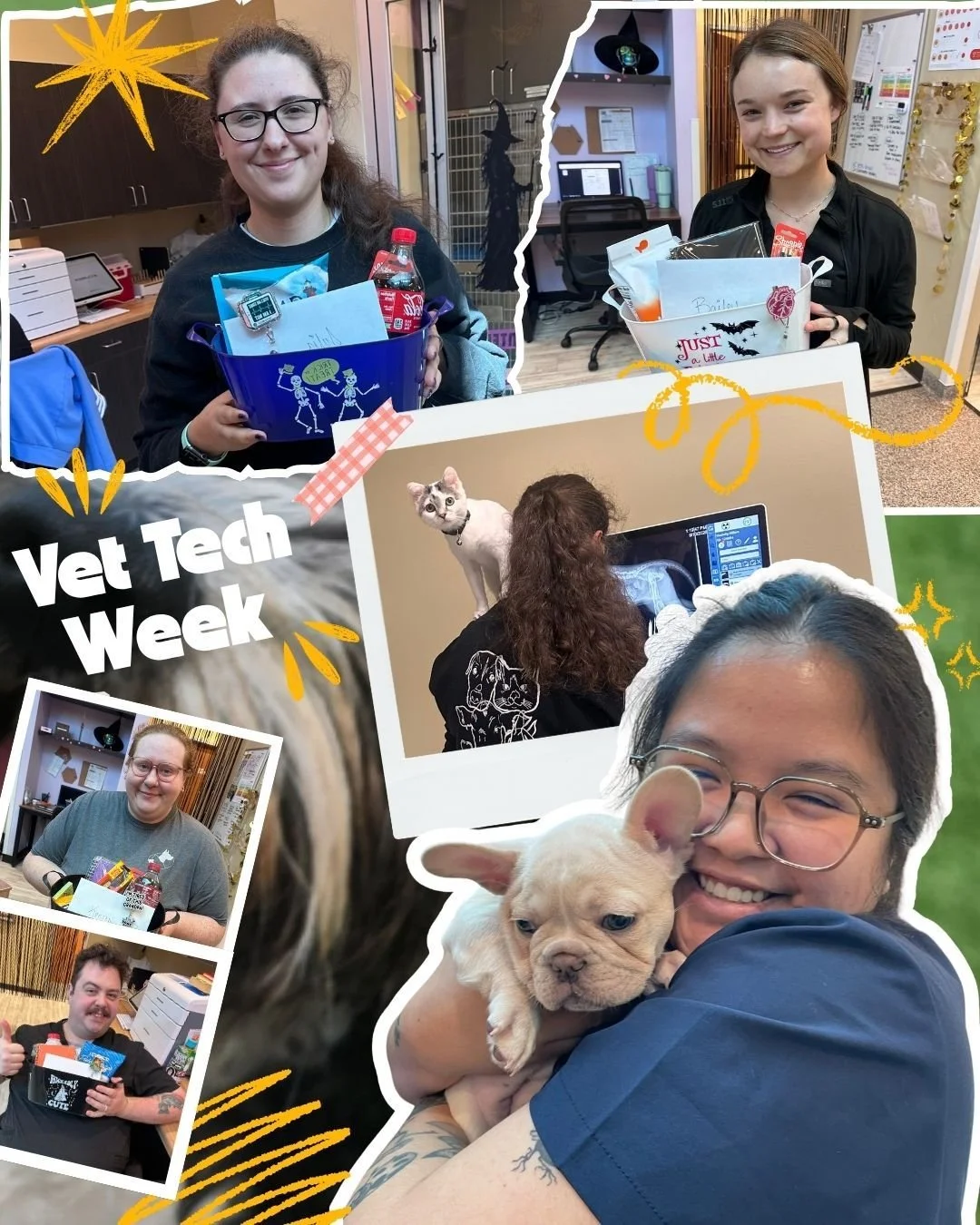 A LITTLE LATE, BUT THE APPRECIATION NEVER ENDS! 💙🐾

Last week, we celebrated Vet Tech Week, and let's just say&hellip; our team was SPOILED! 🥹🎉

Between enough sweets to send us all into a sugar coma 🍪🍩, endless amounts of delicious food, gifts