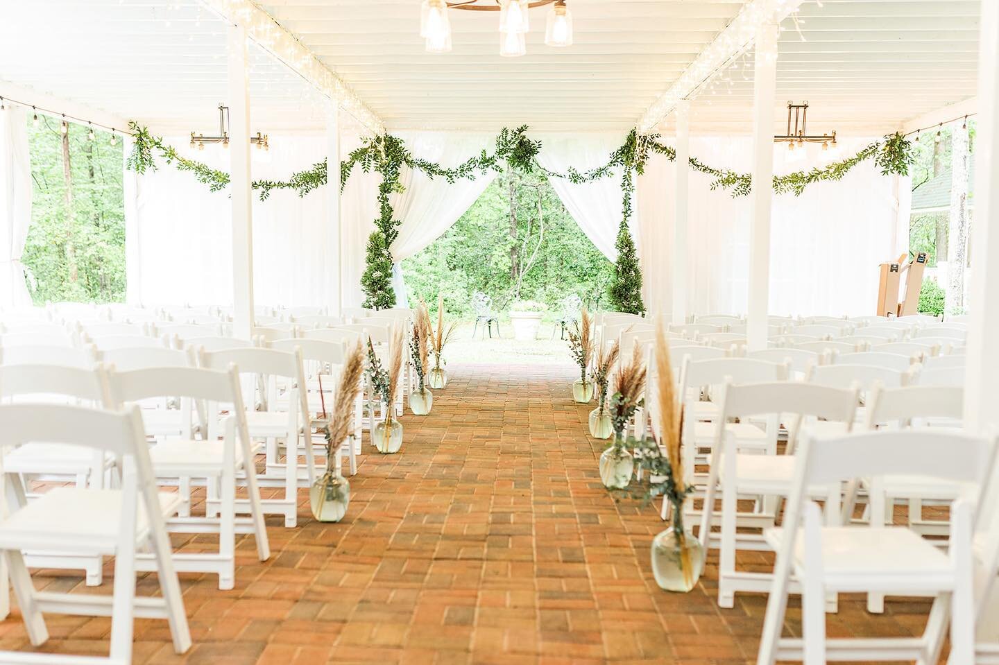 Over the winter, we extended our Magnolia Event Terrace and upgraded our lighting. This covered, open-air terrace can be used for a ceremony rain plan, cocktail hour, intimate wedding receptions and more! We love how Paul and Sami added greenery to t