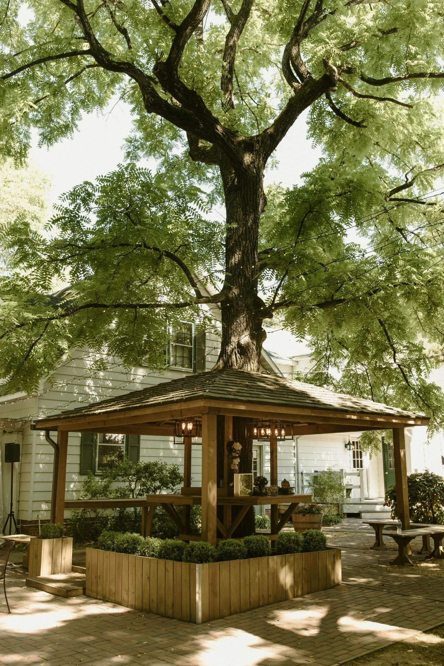 A back-to-nature garden wedding gazebo located at Historic Jasmine, a private wedding venue in New Kent, VA.