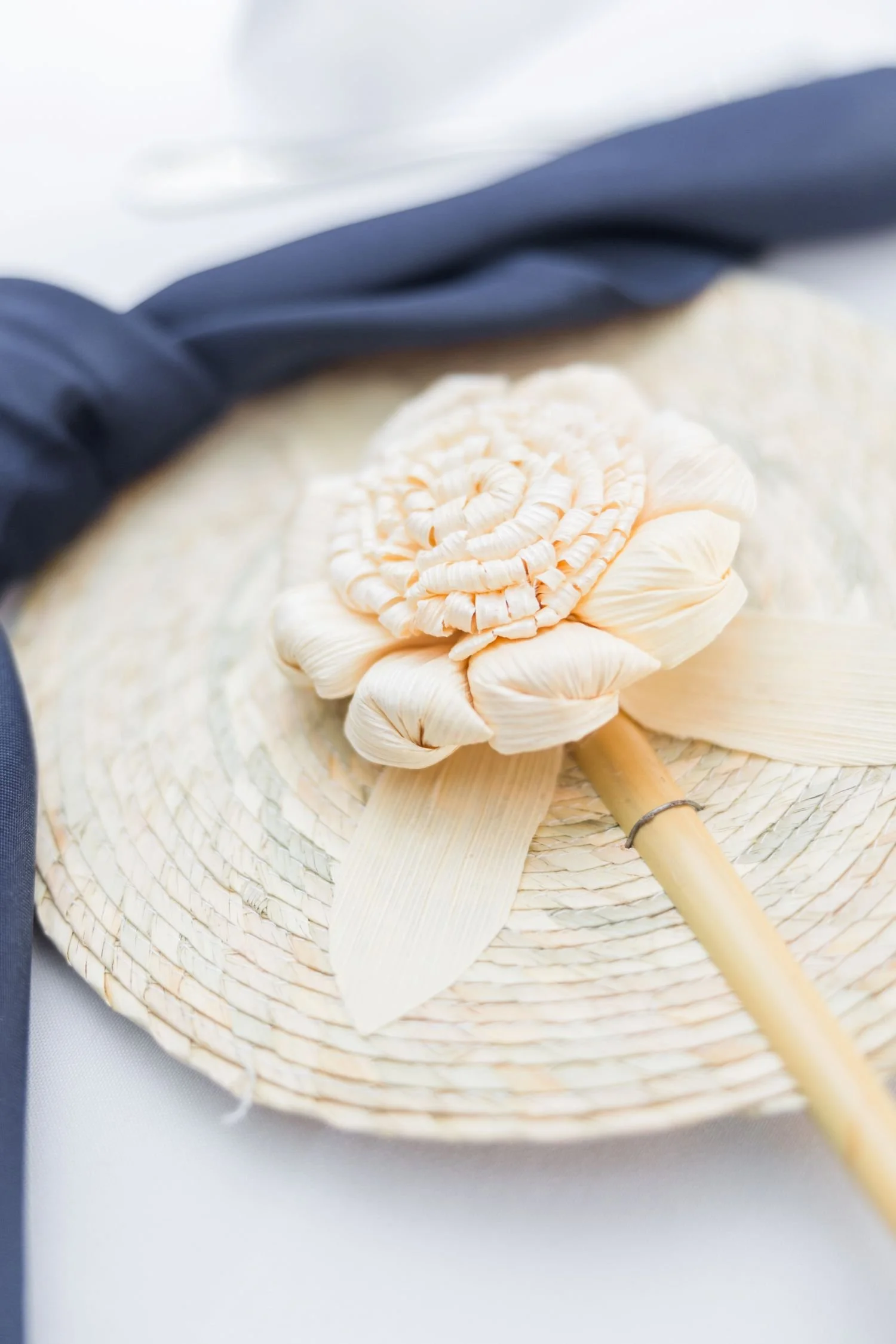 Close-up of reception table decor for a summer wedding hosted at Historic Jasmine, a romantic wedding venue located in New Kent, Virginia.