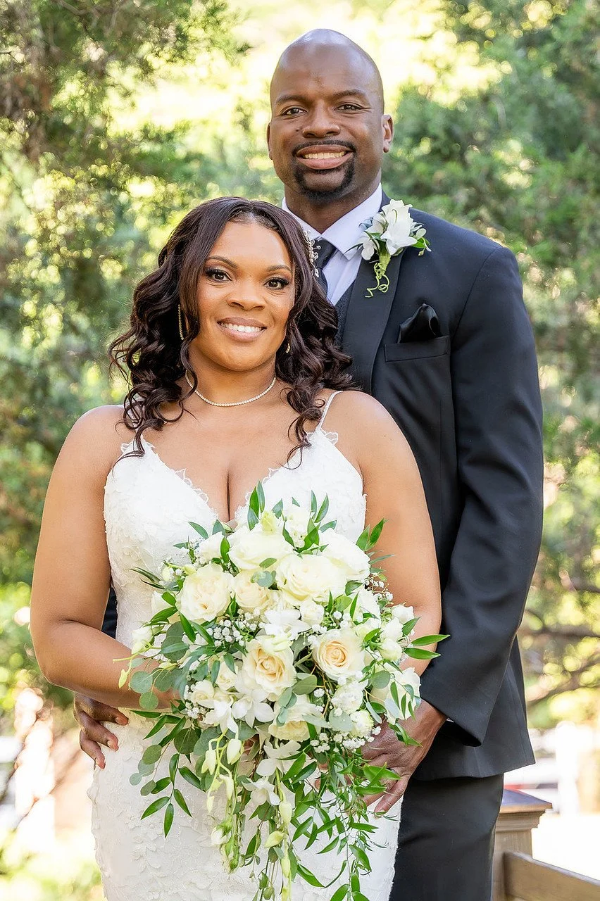 A newlywed couple poses after the garden ceremony | Historic Jasmine, a private wedding venue in New Kent, Virginia.