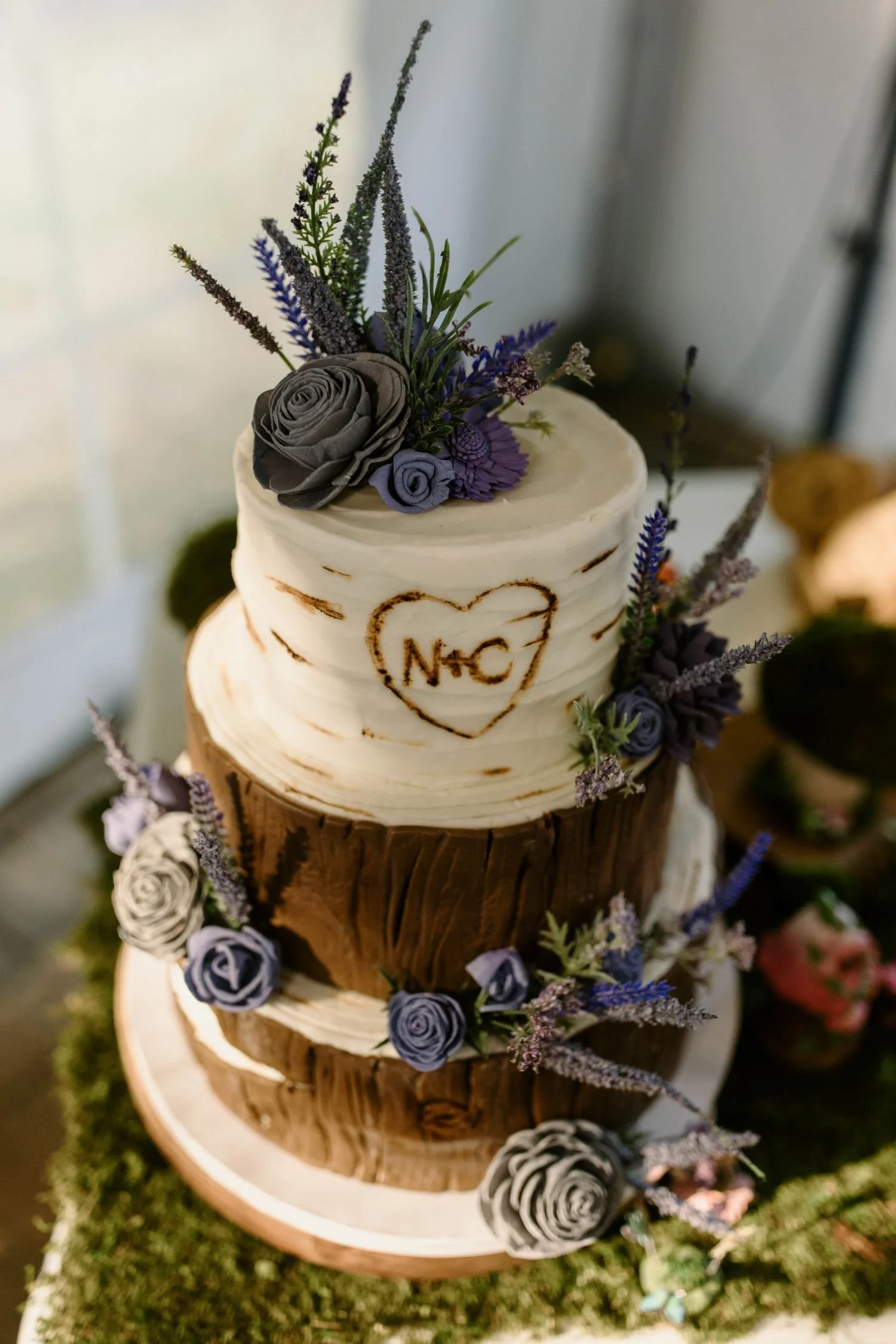 Fairytale forest themed wedding cake for a reception hosted at Historic Jasmine, a private wedding venue in Providence Forge, Virginia.