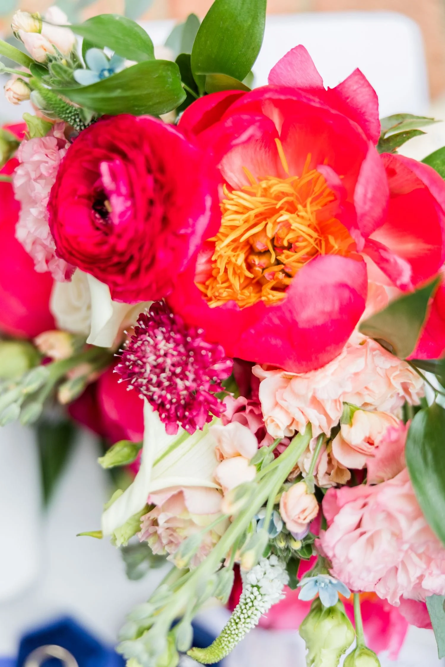 Summer flower wedding bouquet for a wedding reception hosted at Historic Jasmine, a romantic garden wedding venue in New Kent, VA.