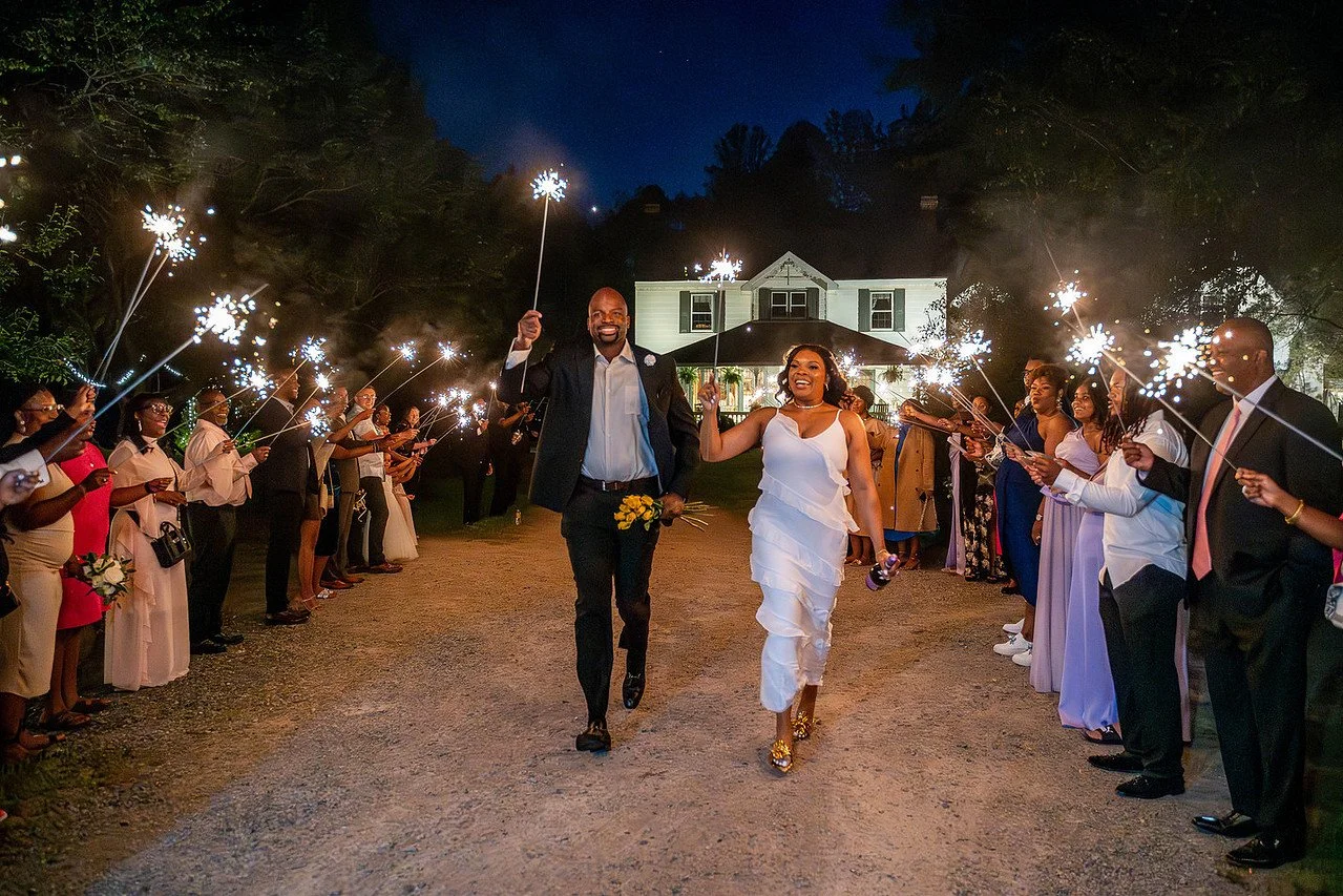 A sparkler send-off for the wedding couple | Historic Jasmine, a private wedding venue in New Kent, Virginia.