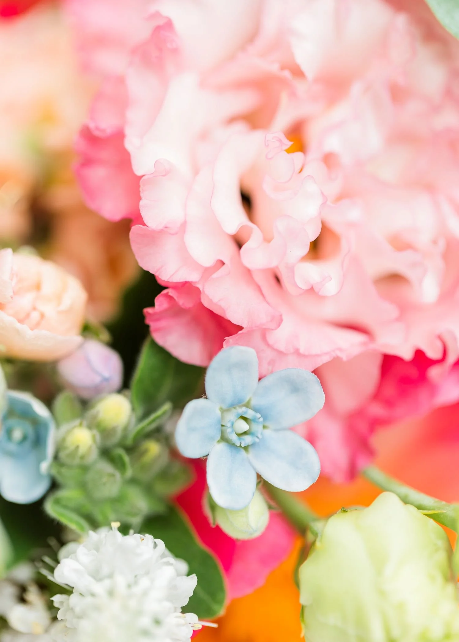 A bouquet of summer flowers for a wedding reception hosted at Historic Jasmine, a romantic wedding venue in New Kent, VA.