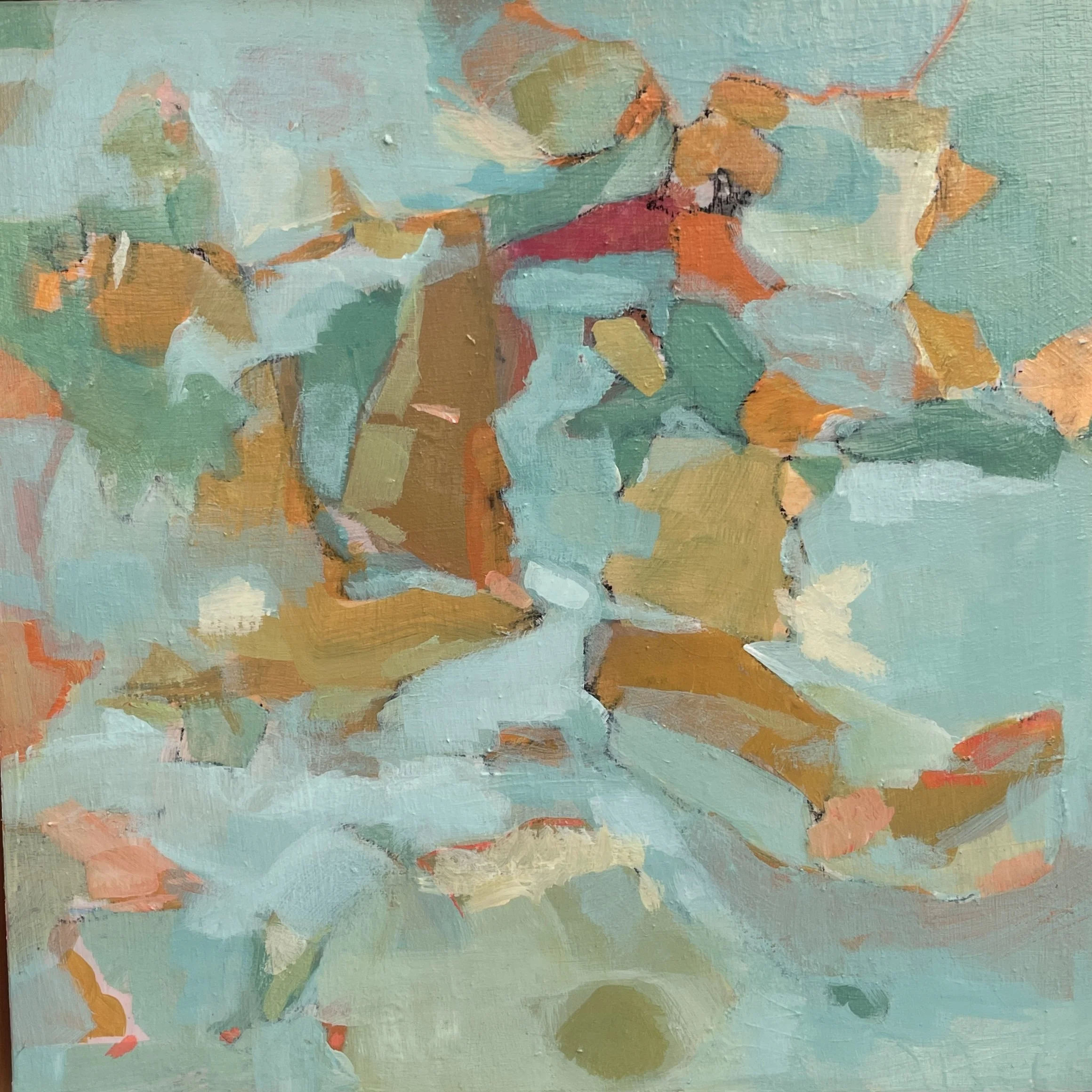 Capriccio, Acrylic on Panel, natural floater frame, 10x10, framed size 11.5 x 11.5