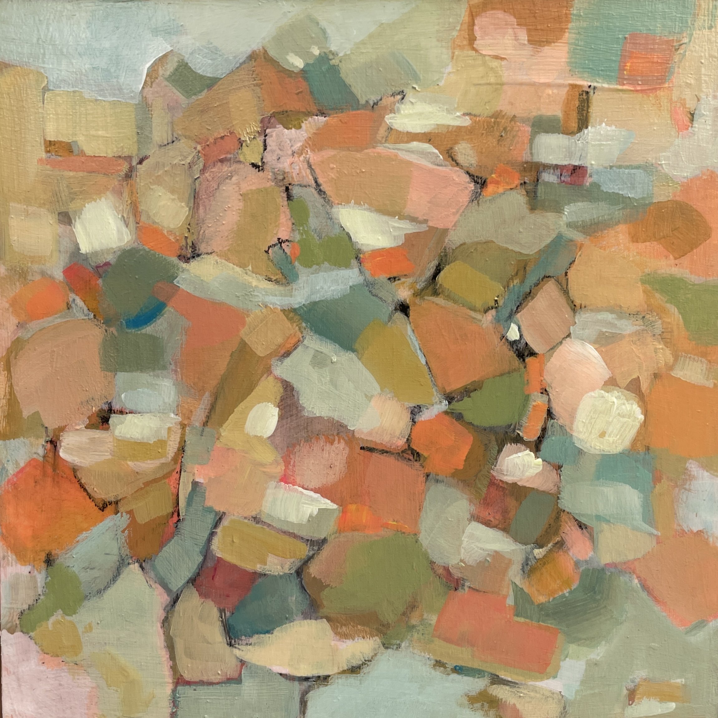 Giocoso, Acrylic on Panel, natural floater frame, 10x10, framed size 11.5 x 11.5