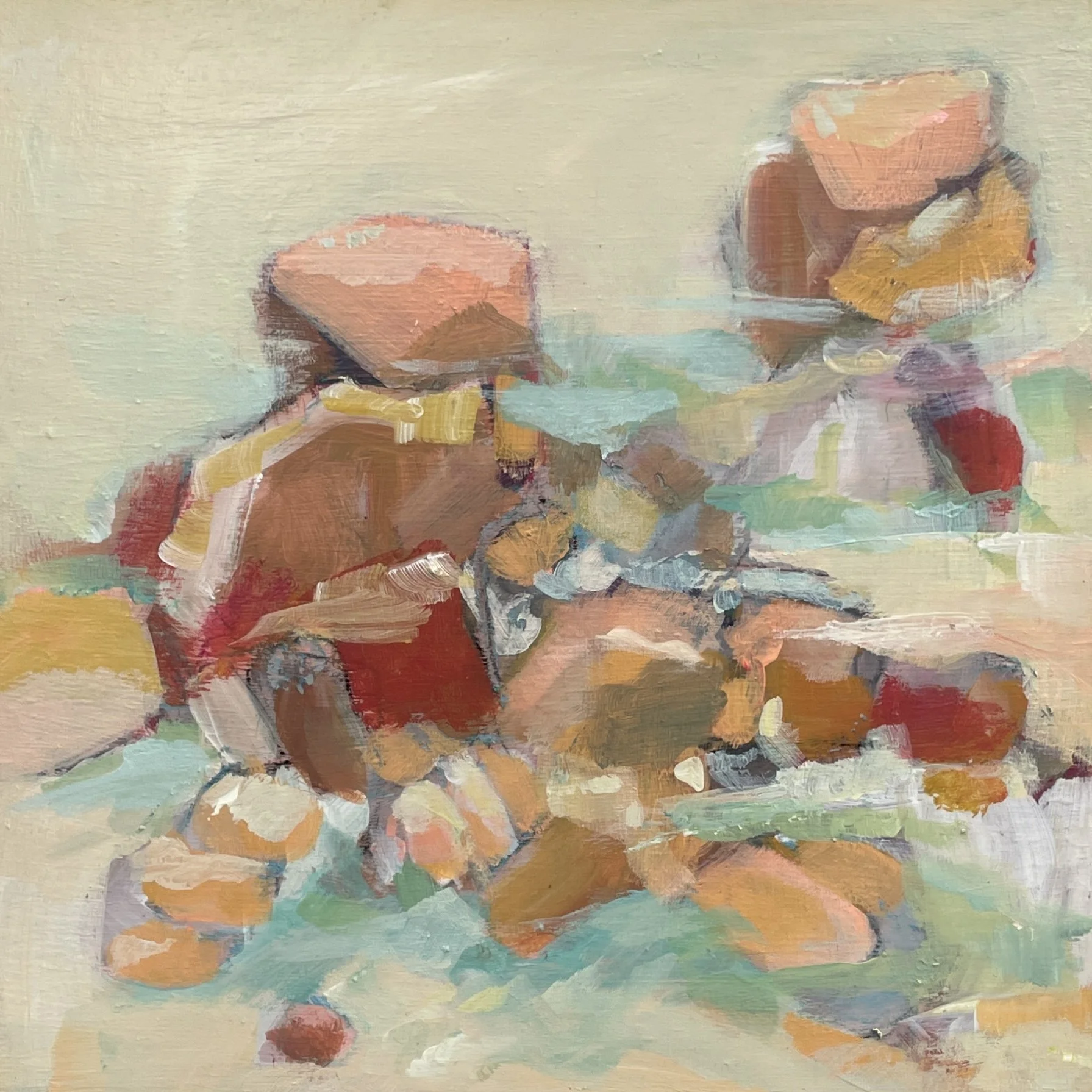 Píu Vívo, Acrylic on Panel, natural floater frame, 10x10, framed size 11.5 x 11.5