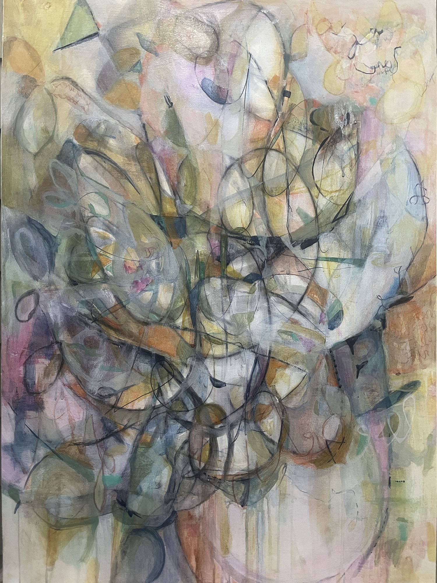 Hold On, There Are Moments of Light, Acrylic on paper mounted on cradled panel. 30x22 2025
