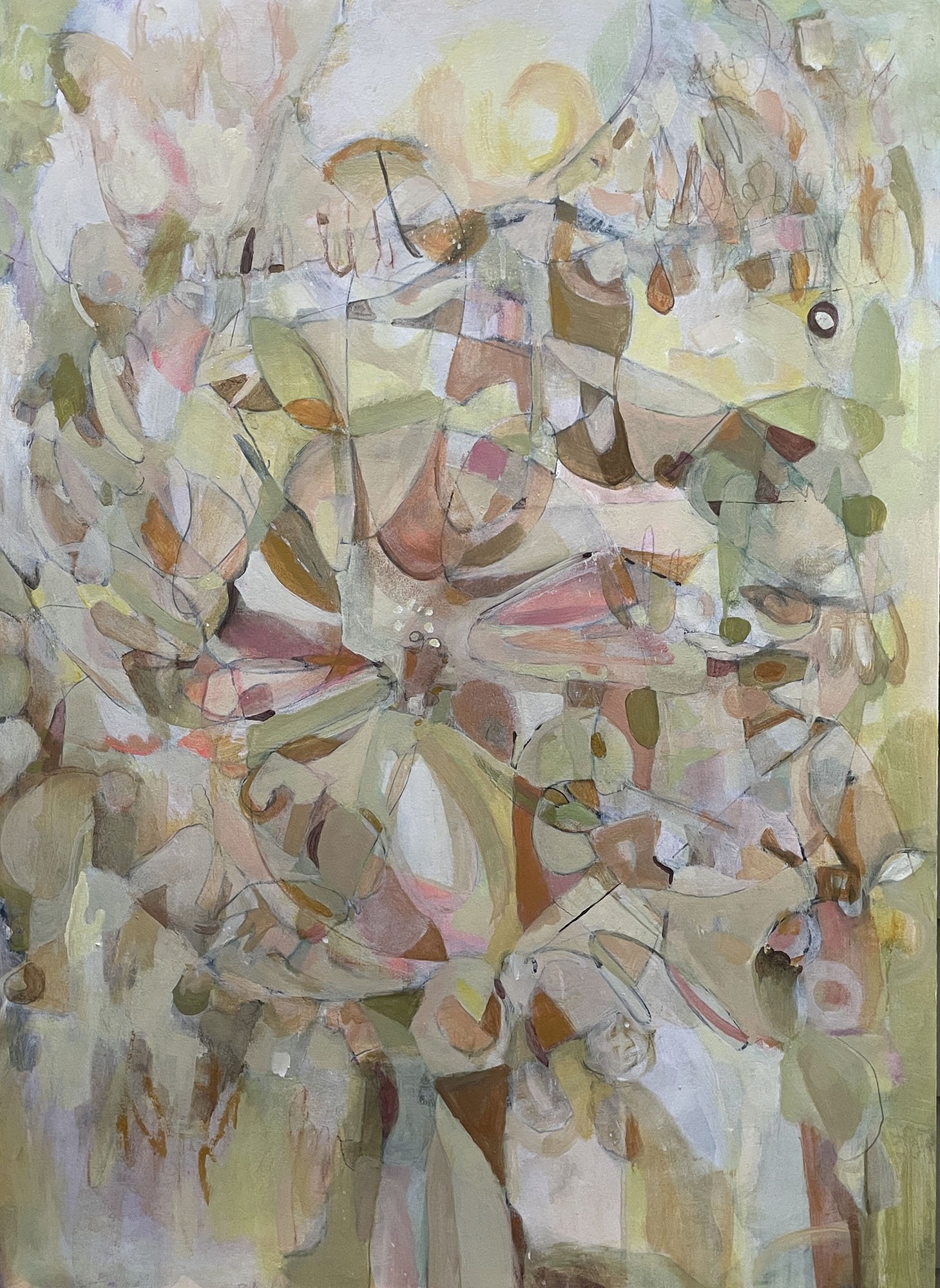 I Hold It In My Belly, Acrylic on paper mounted on cradled panel.30 x 22  2025