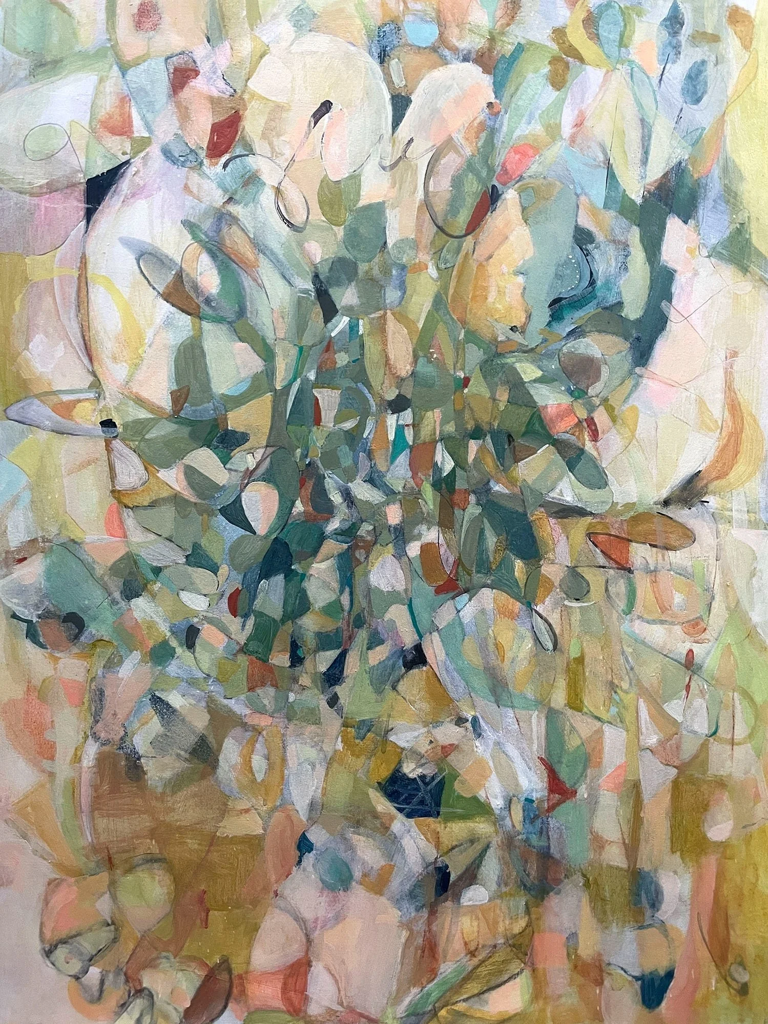 We Keep The Cold Warm Inside, Acrylic on paper mounted on cradled panel.30 x 22  2025