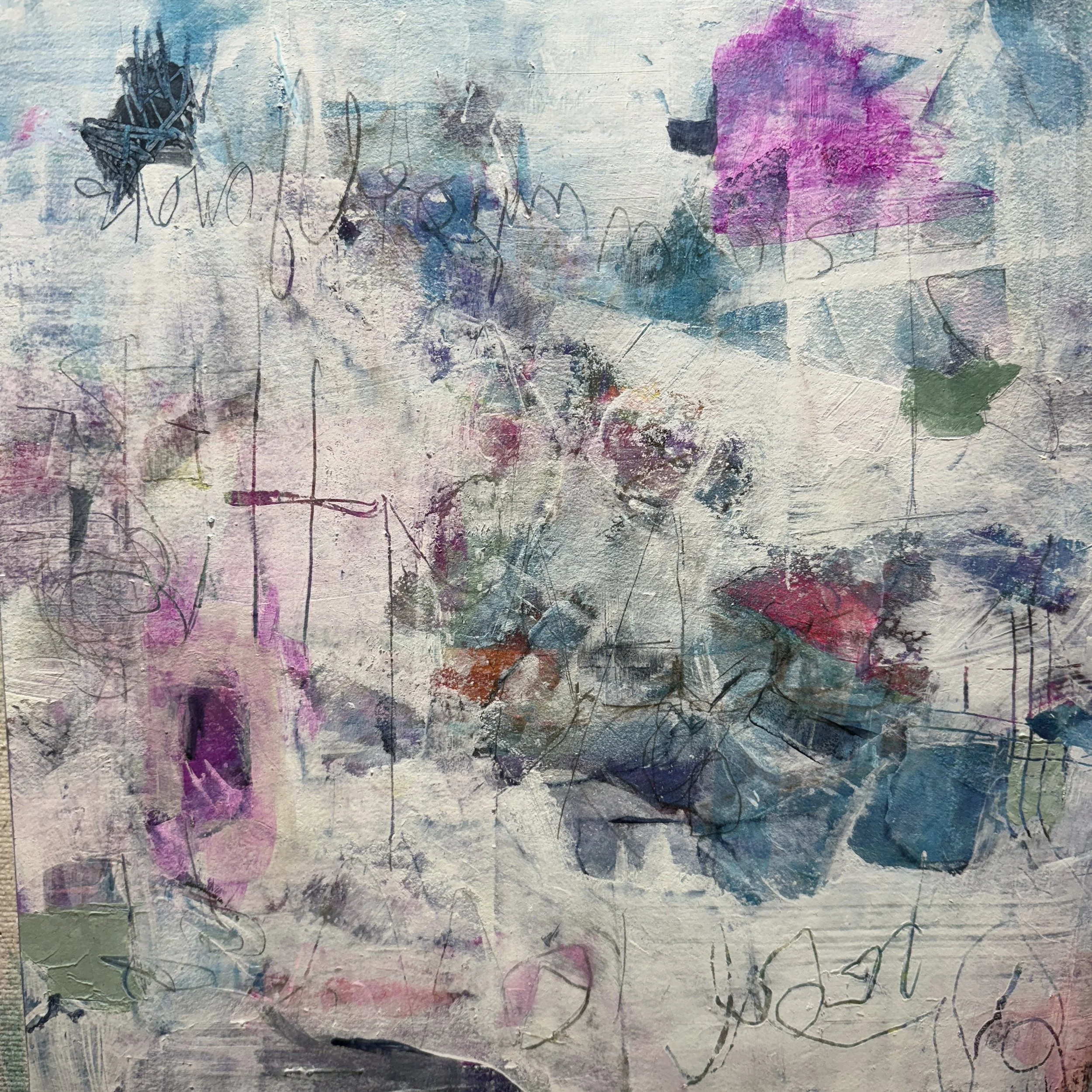 Beneath Surface Tension, 2025,
acrylic on panel 14x14