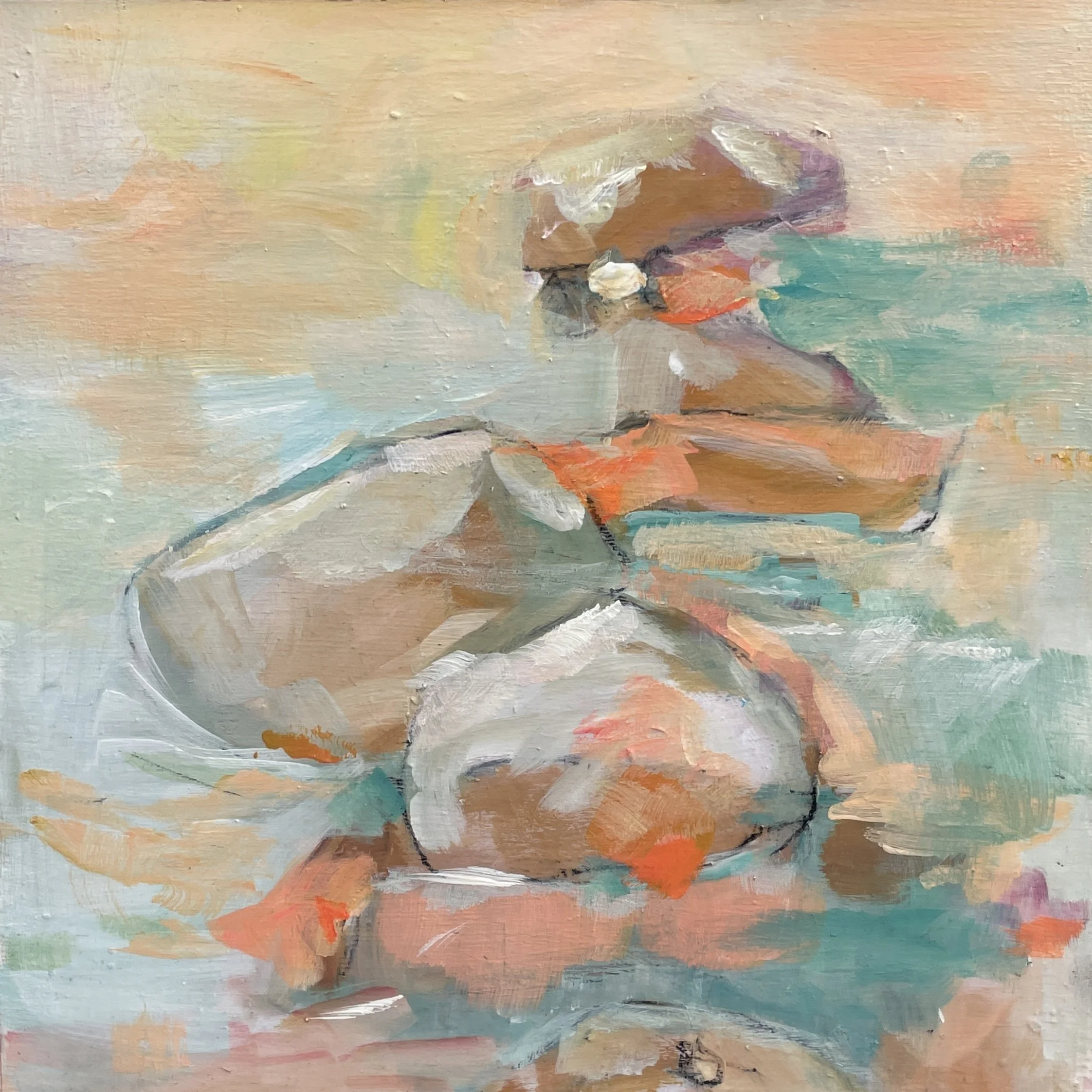 Forte, Acrylic on Panel, natural floater frame, 10x10, framed size 11.5 x 11.5