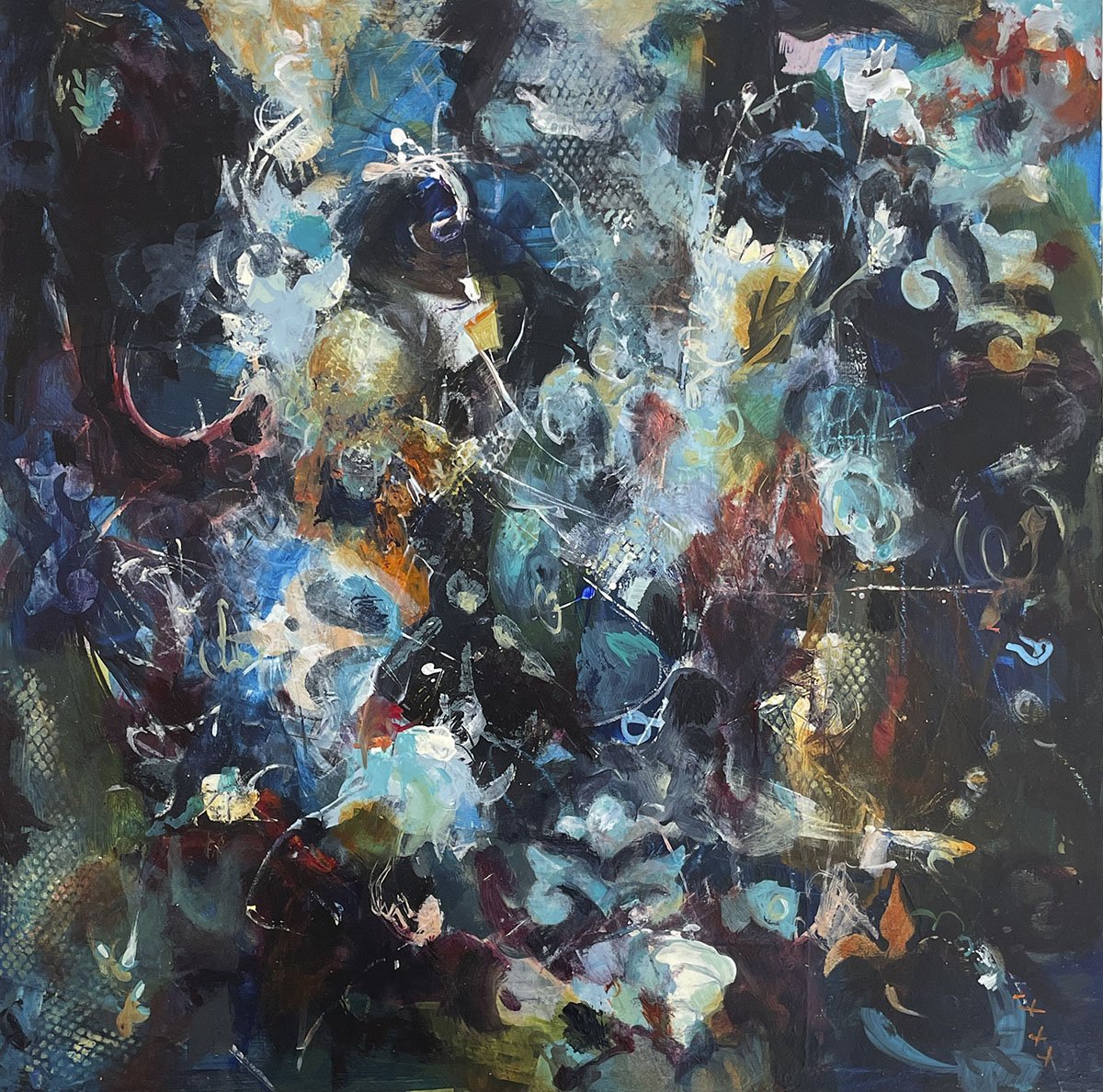 Truth Flings Hearts Open, Acrylic on Panel, 20x20, 2023