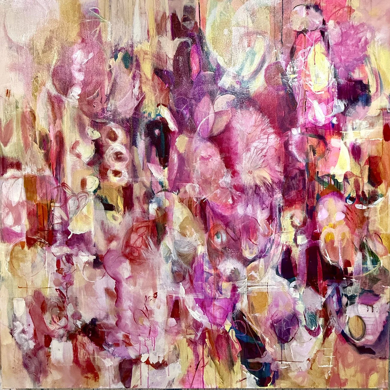 In The Garden of Becoming, 2026, acrylic on canvas, 48x48