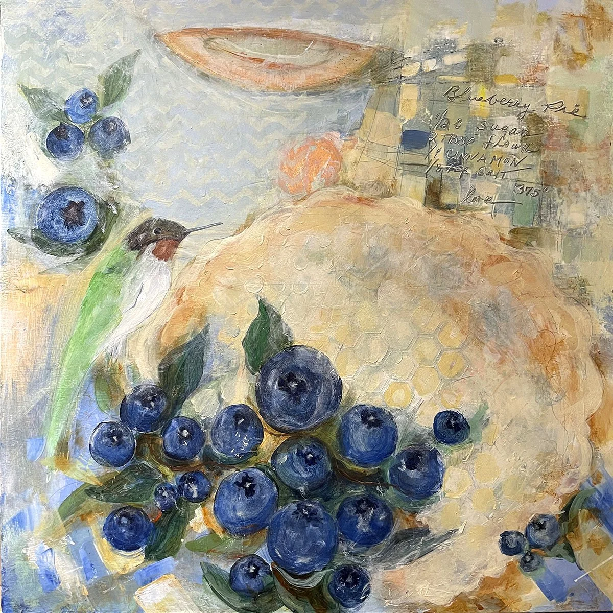 My My Blueberry PIe, 2024, Acrylic on panel, 18x18, Private Collection