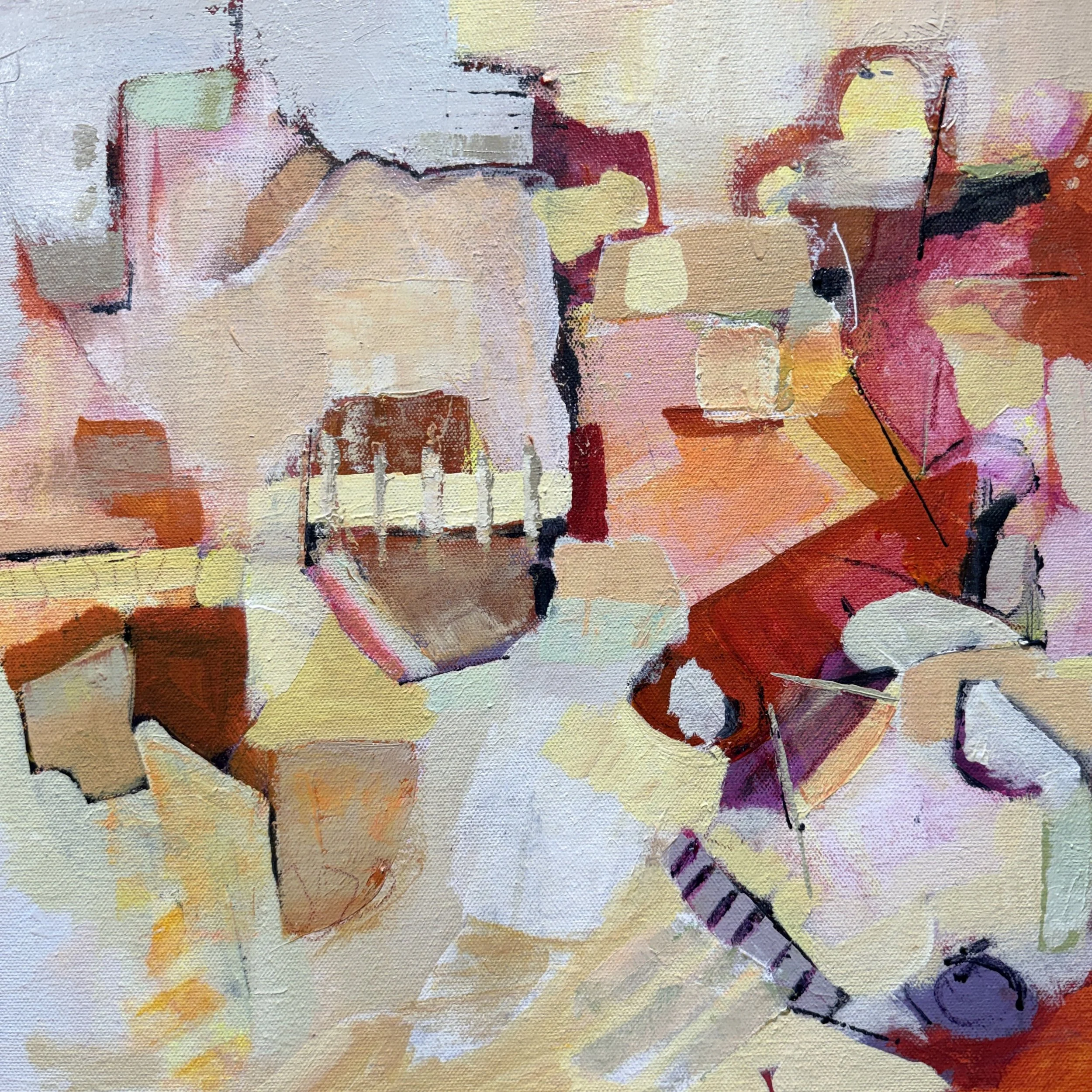 Here, The Echoes Soften, 2026, Acrylic on Canvas, 14 x 14